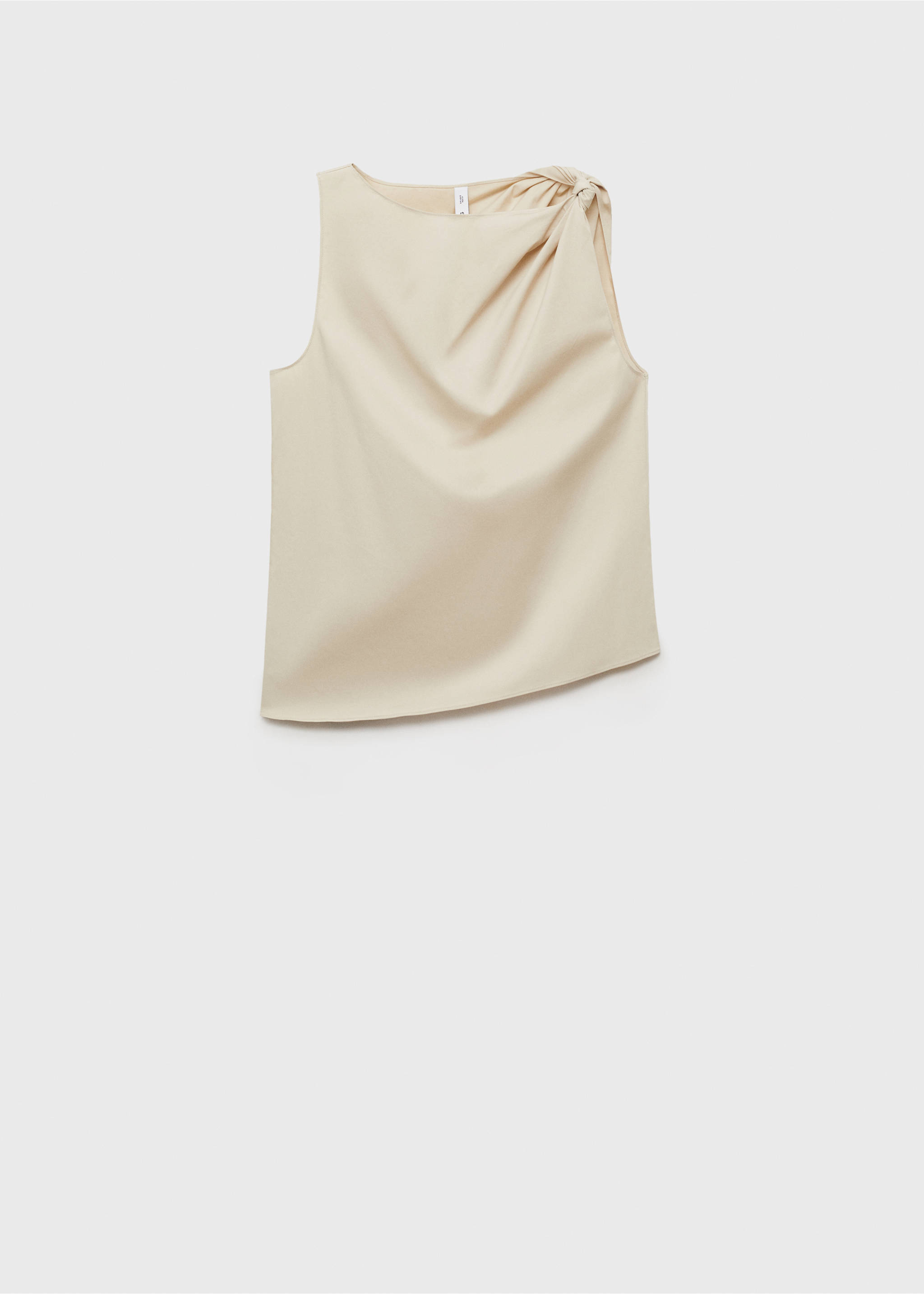 Knotted-hem cotton top - Article without model, Ivory White. Ref: 87077168-00.