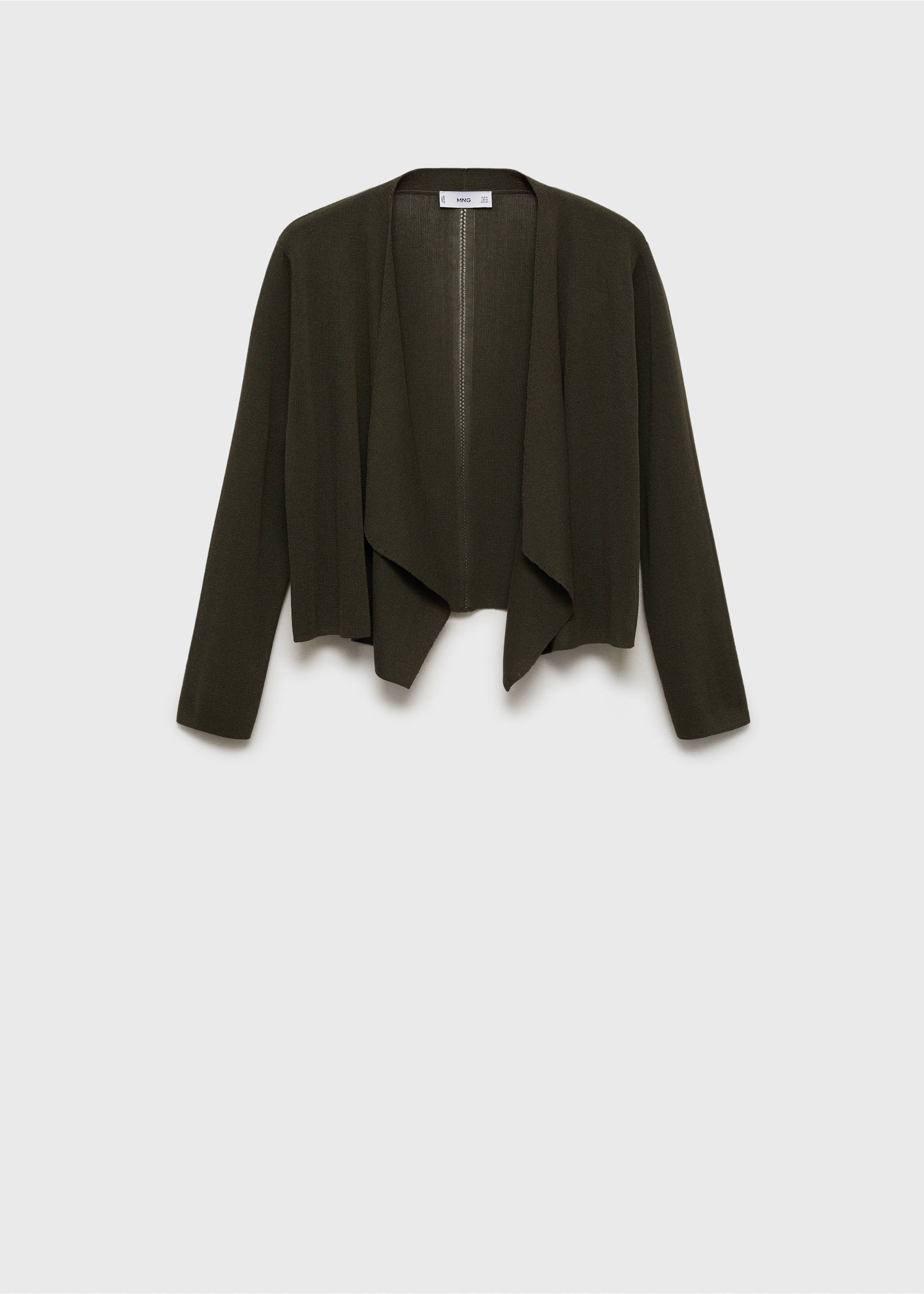 Knitted cropped cardigan - Article without model, Dark Green. Ref: 87077174-00.