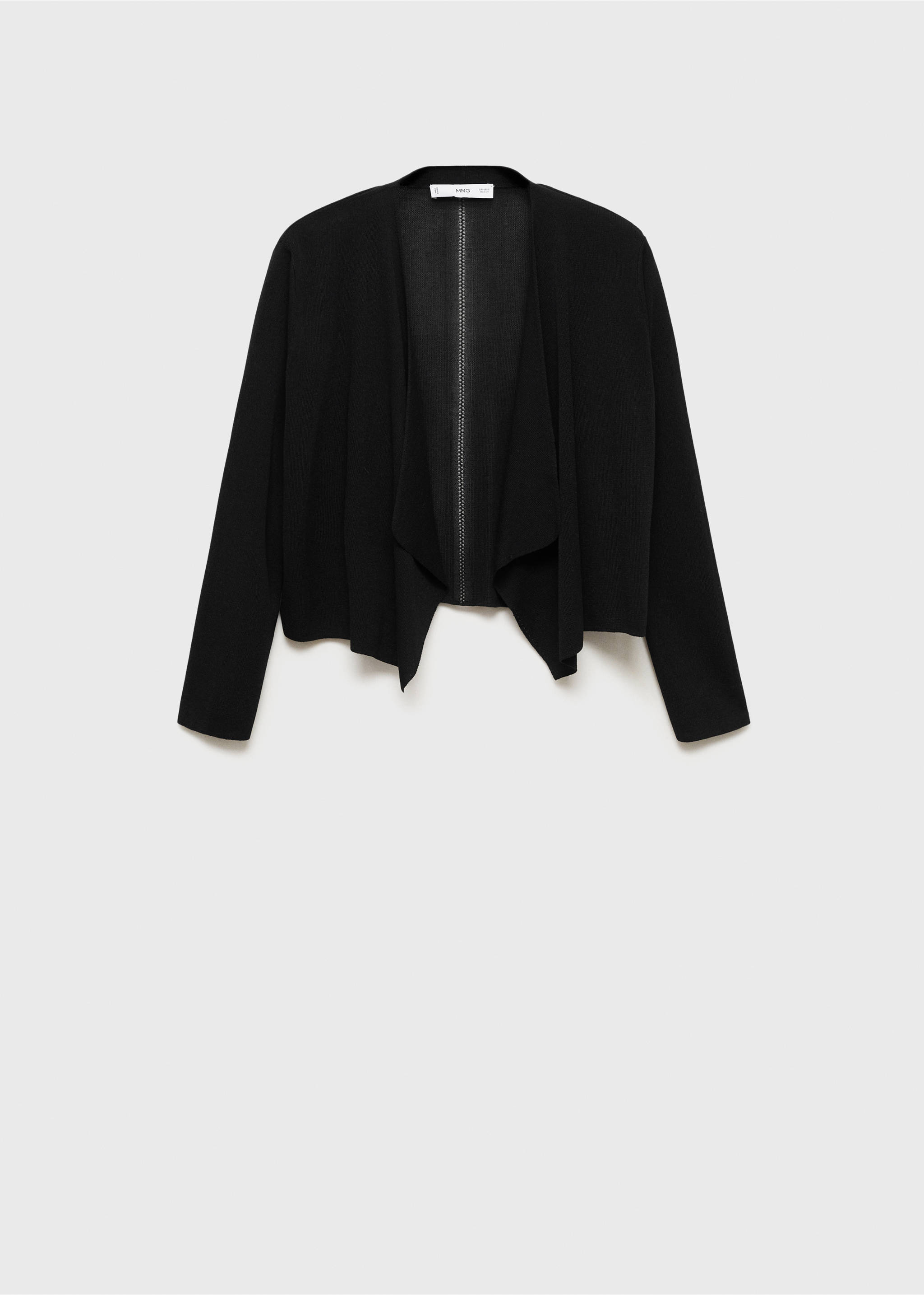 Knitted cropped cardigan - Article without model, Black. Ref: 87077174-00.