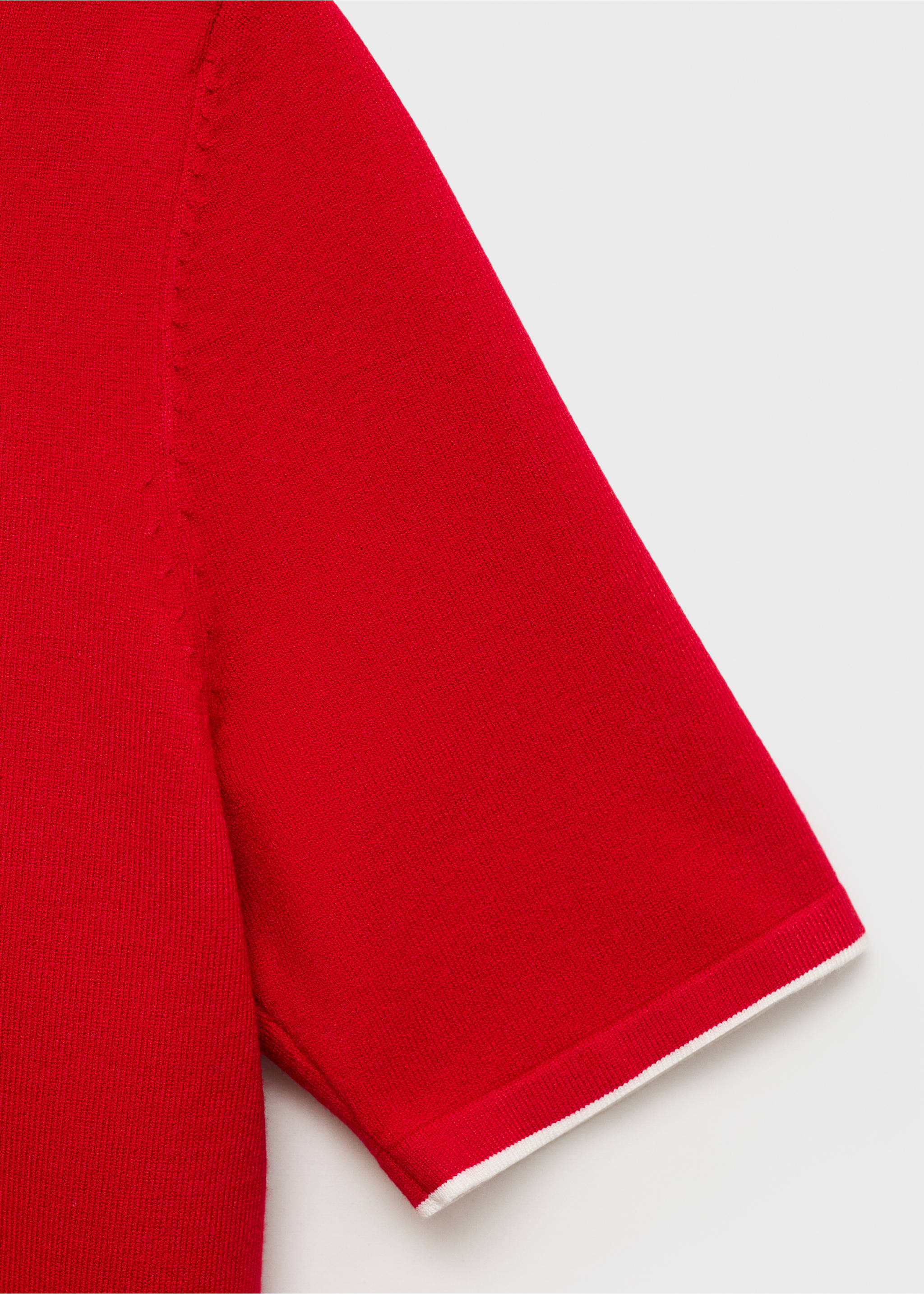 Polo-neck sweater with contrasting trims - Details of the article 0, Red. Ref: 87077176-00.