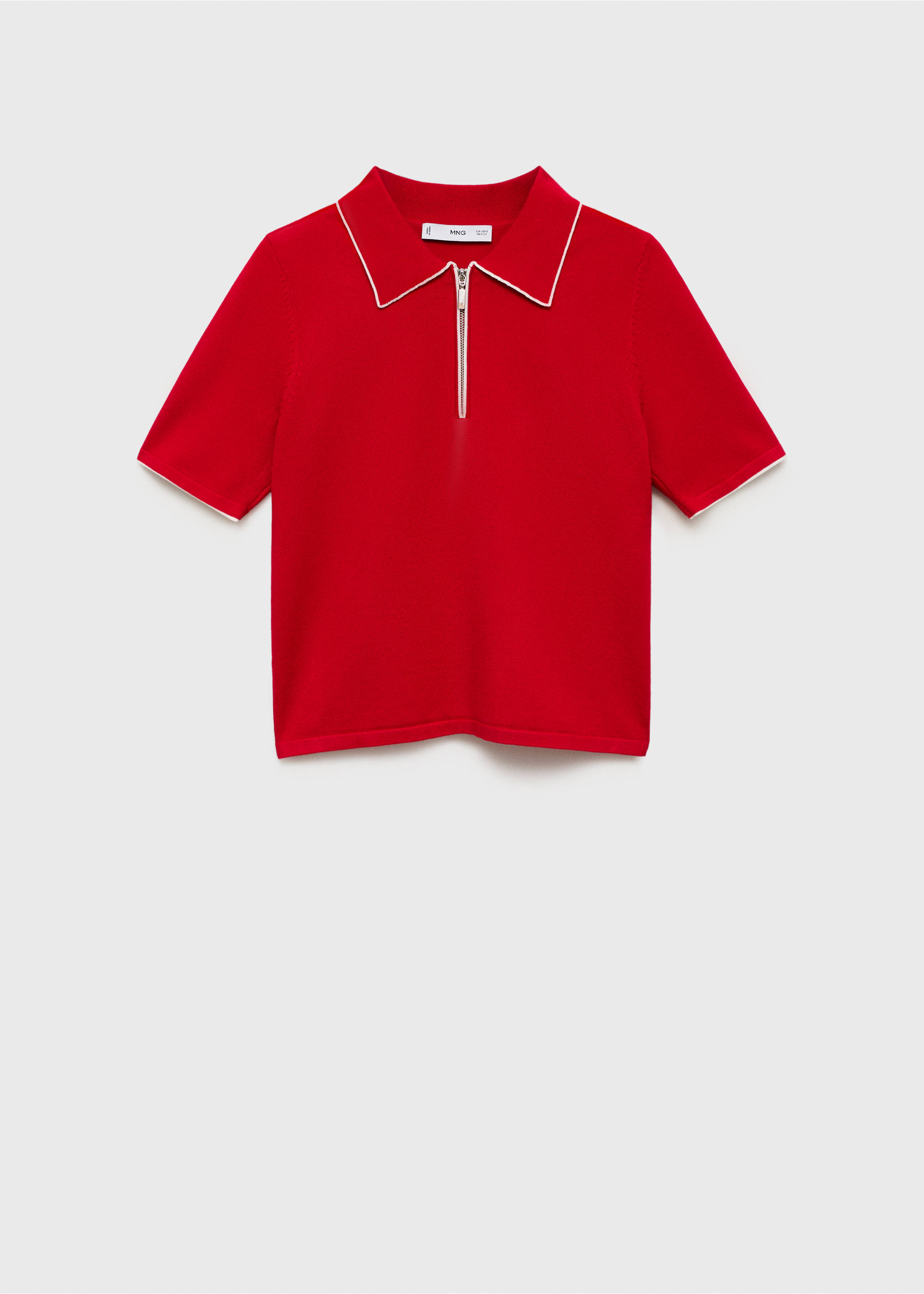 Polo-neck sweater with contrasting trims - Article without model, Red. Ref: 87077176-00.