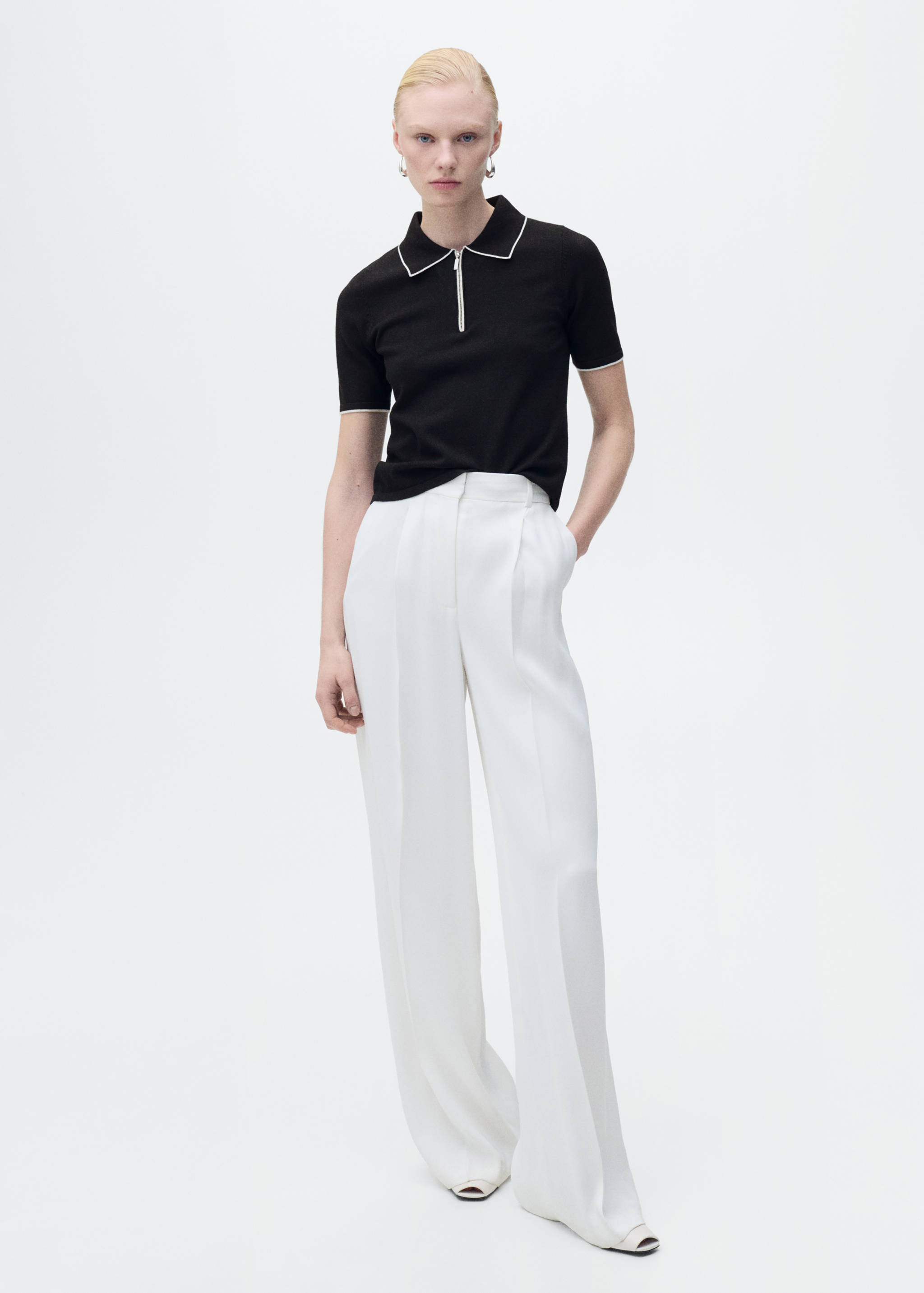 Polo-neck sweater with contrasting trims - General plane