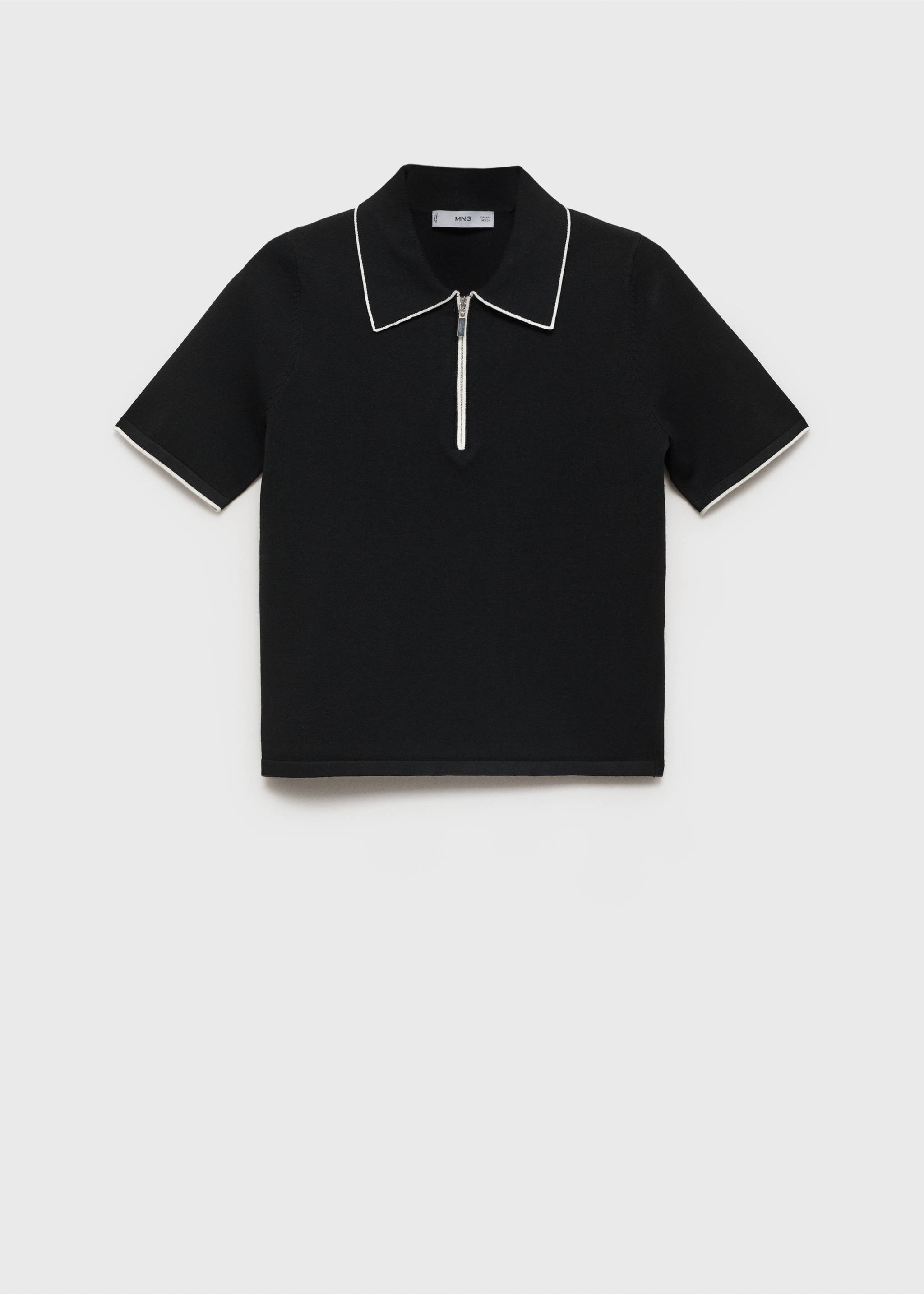 Polo-neck sweater with contrasting trims - Article without model, Black. Ref: 87077176-00.