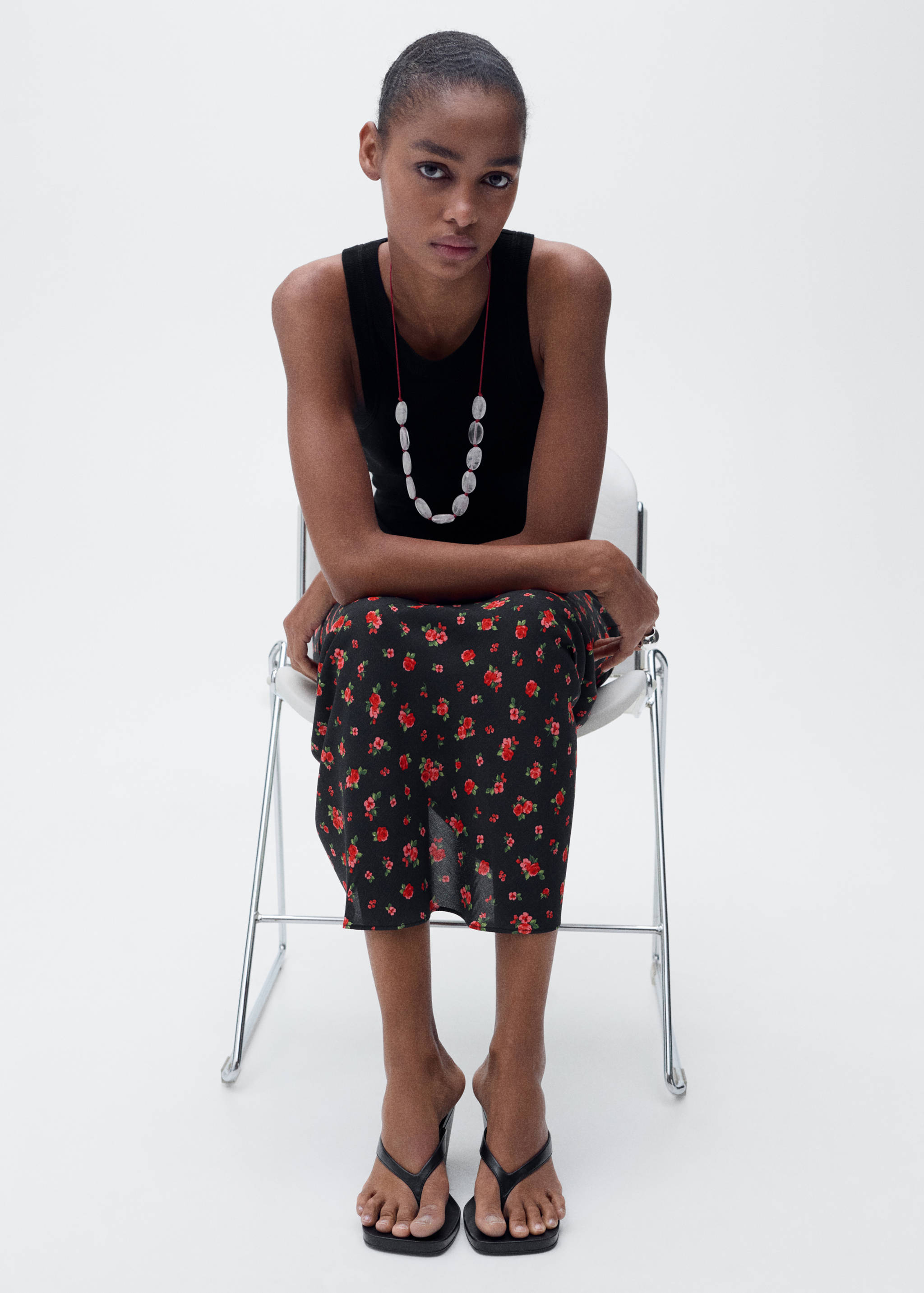 Long floral flared skirt - Details of the article 2