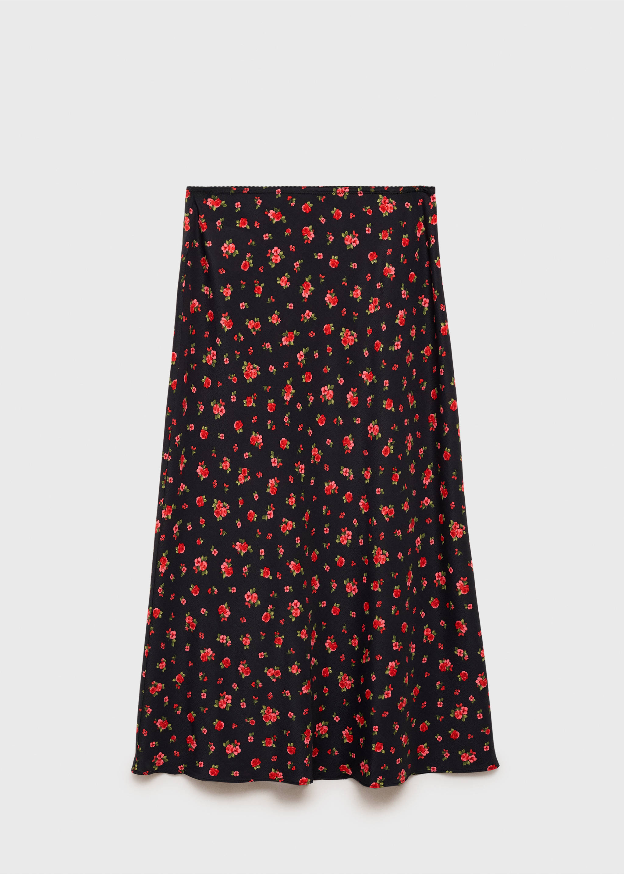 Long floral flared skirt - Article without model, Black. Ref: 87077178-00.