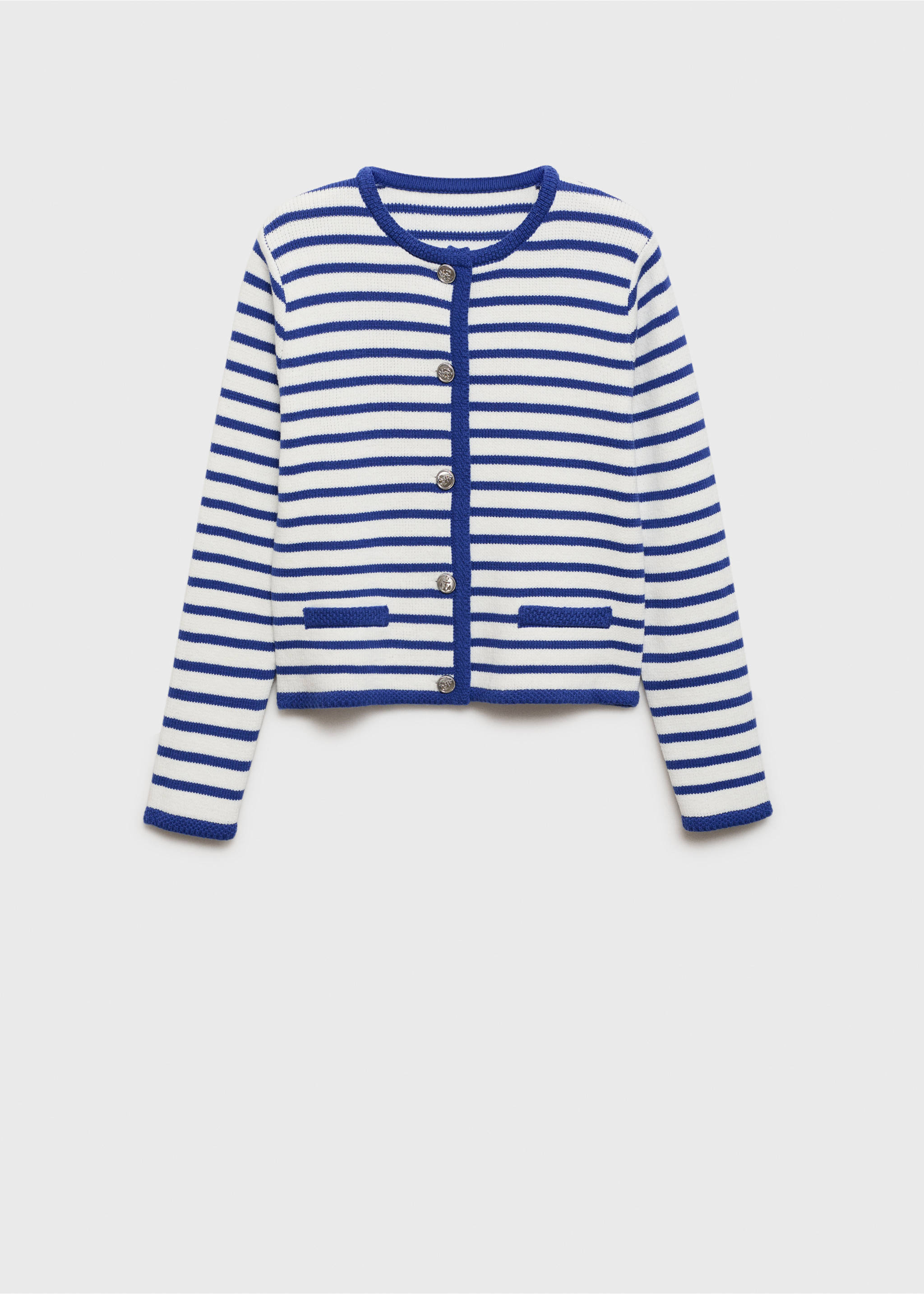 Stripped knit cardigan - Article without model, Blue. Ref: 87077179-00.