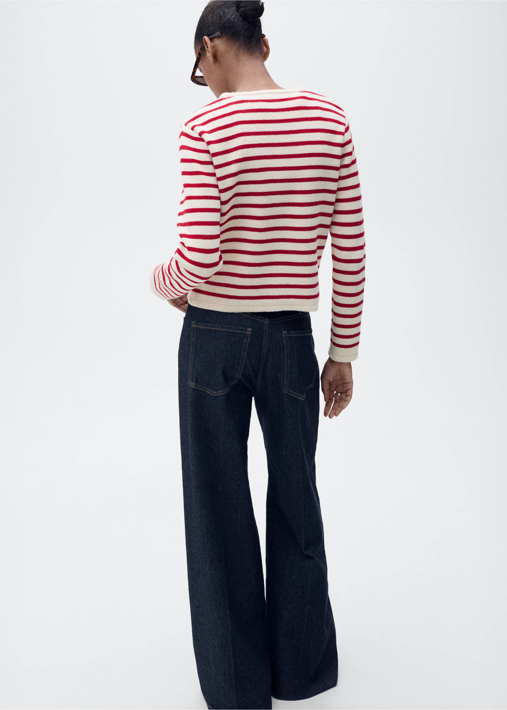 Stripped knit cardigan - Reverse of the article, Red. Ref: 87077179-00.