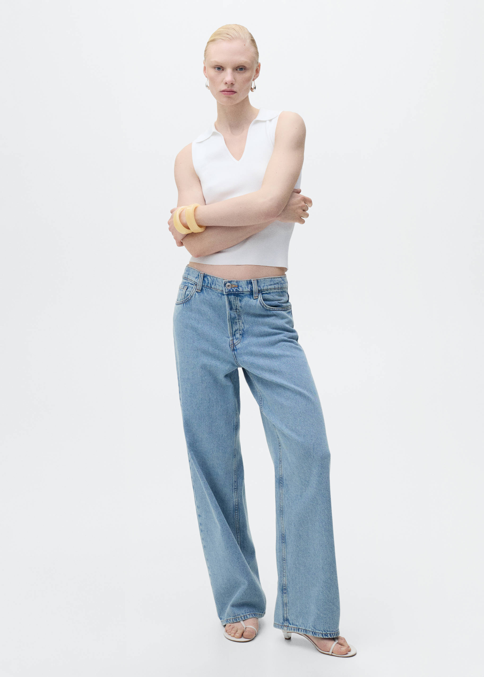 Strick-Top mit Poloshirt-Kragen - Allgemeine Ansicht