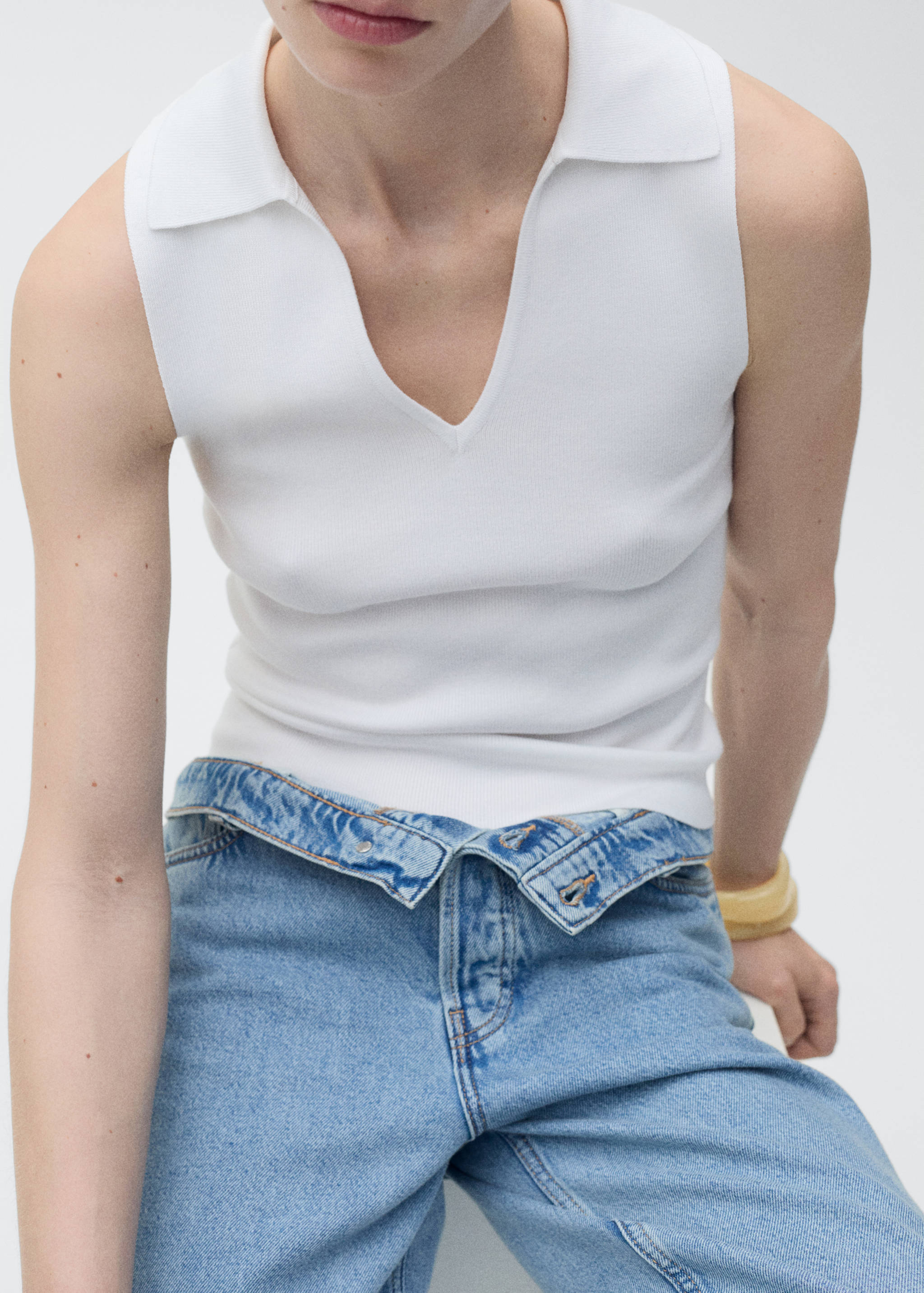 Strick-Top mit Poloshirt-Kragen - Detail des Artikels 6