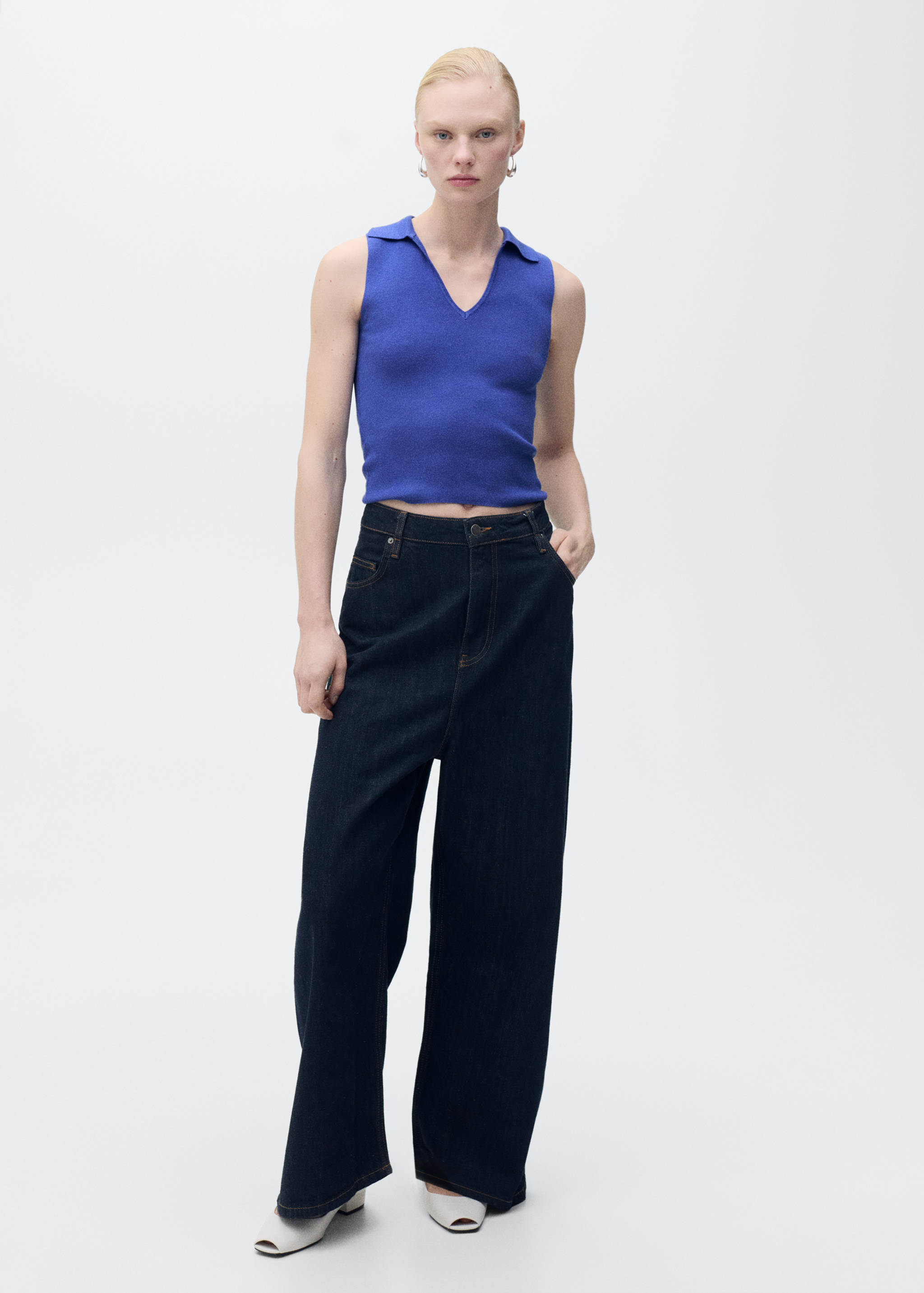 Strick-Top mit Poloshirt-Kragen - Allgemeine Ansicht