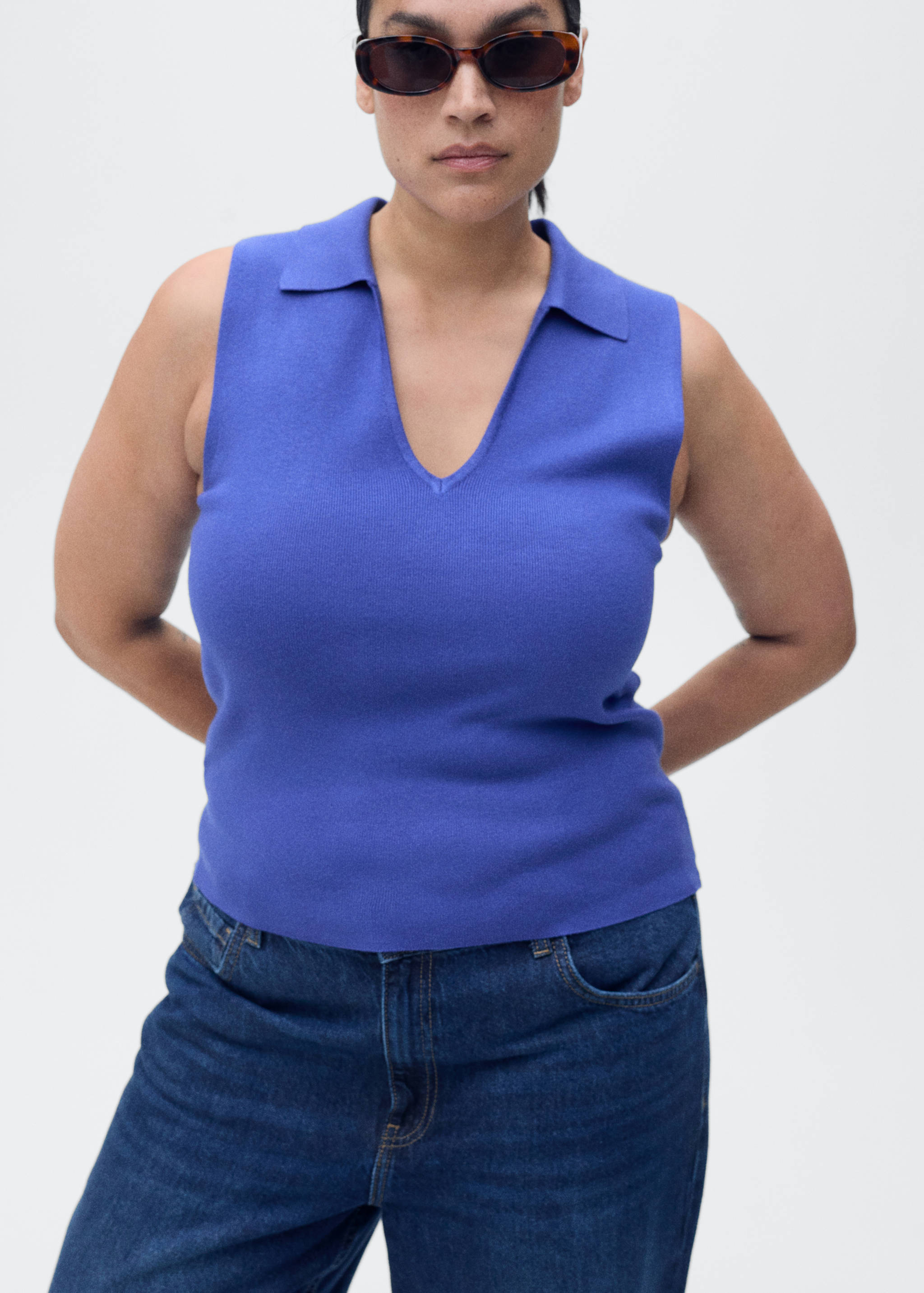 Strick-Top mit Poloshirt-Kragen - Detail des Artikels 5