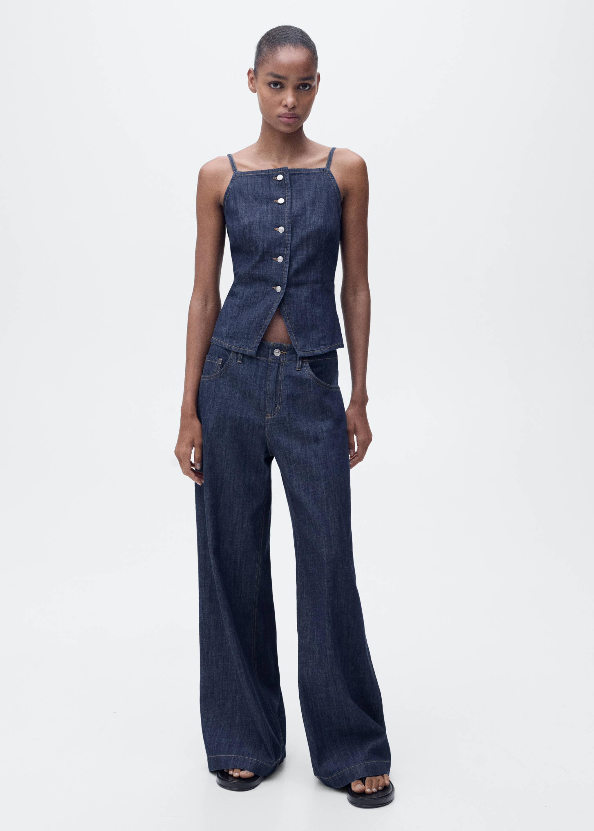 Buttoned denim top - General plane