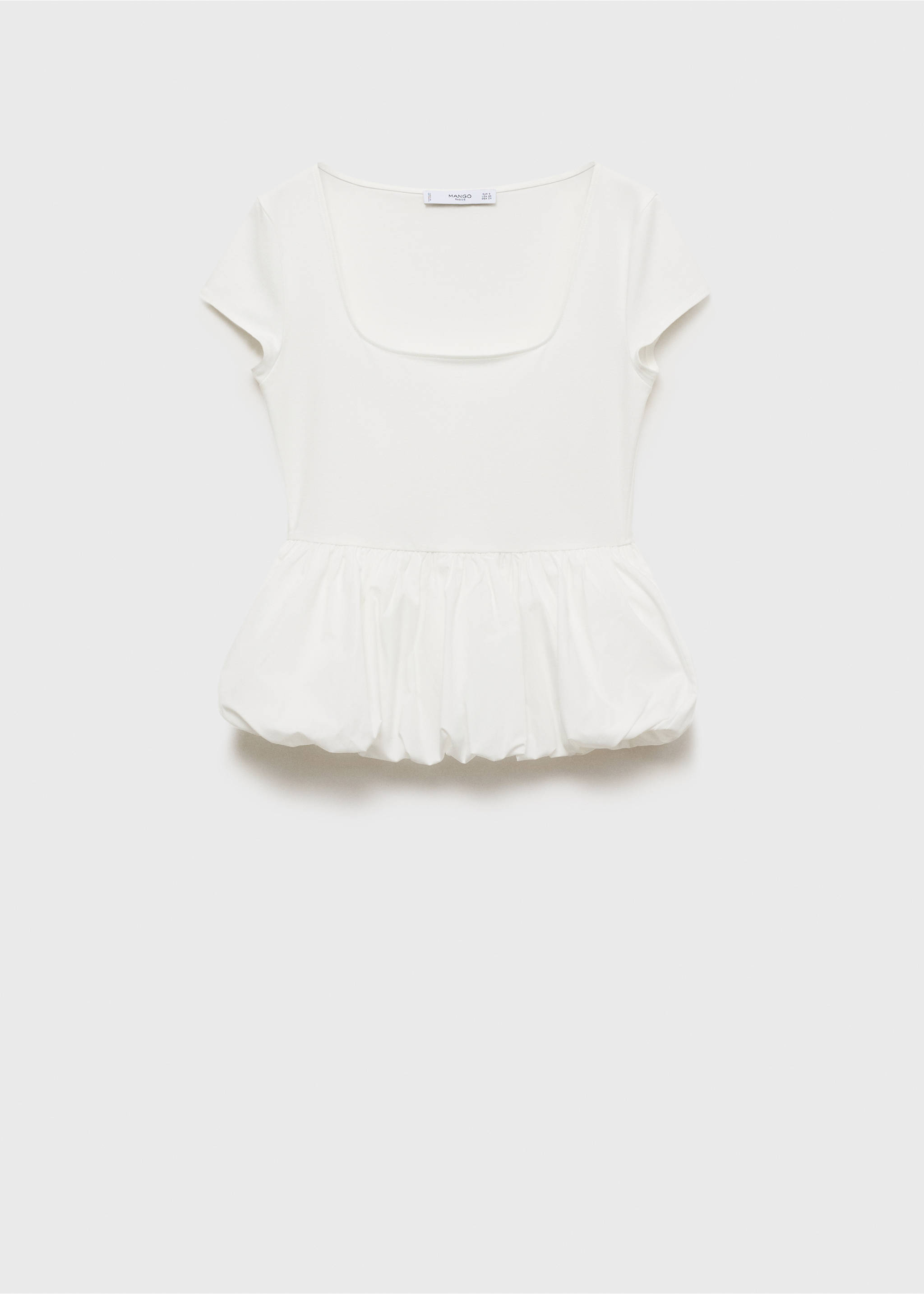 Gerüschtes Kurzarm-Top - Artikel ohne Model, Weiß. Ref: 87077186-00.