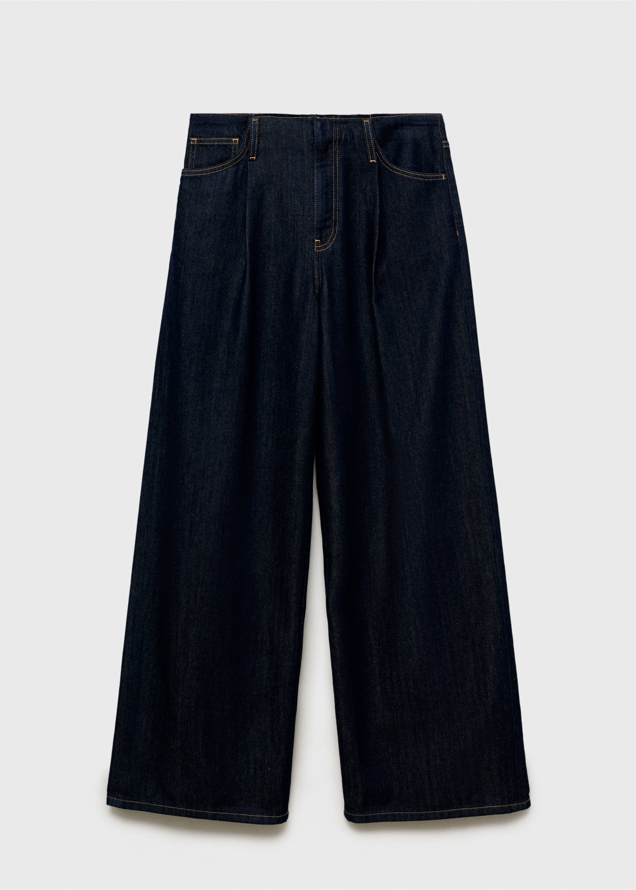 Wide leg denim pants with frayed waist - Article without model, Open Blue. Ref: 87077191-00.