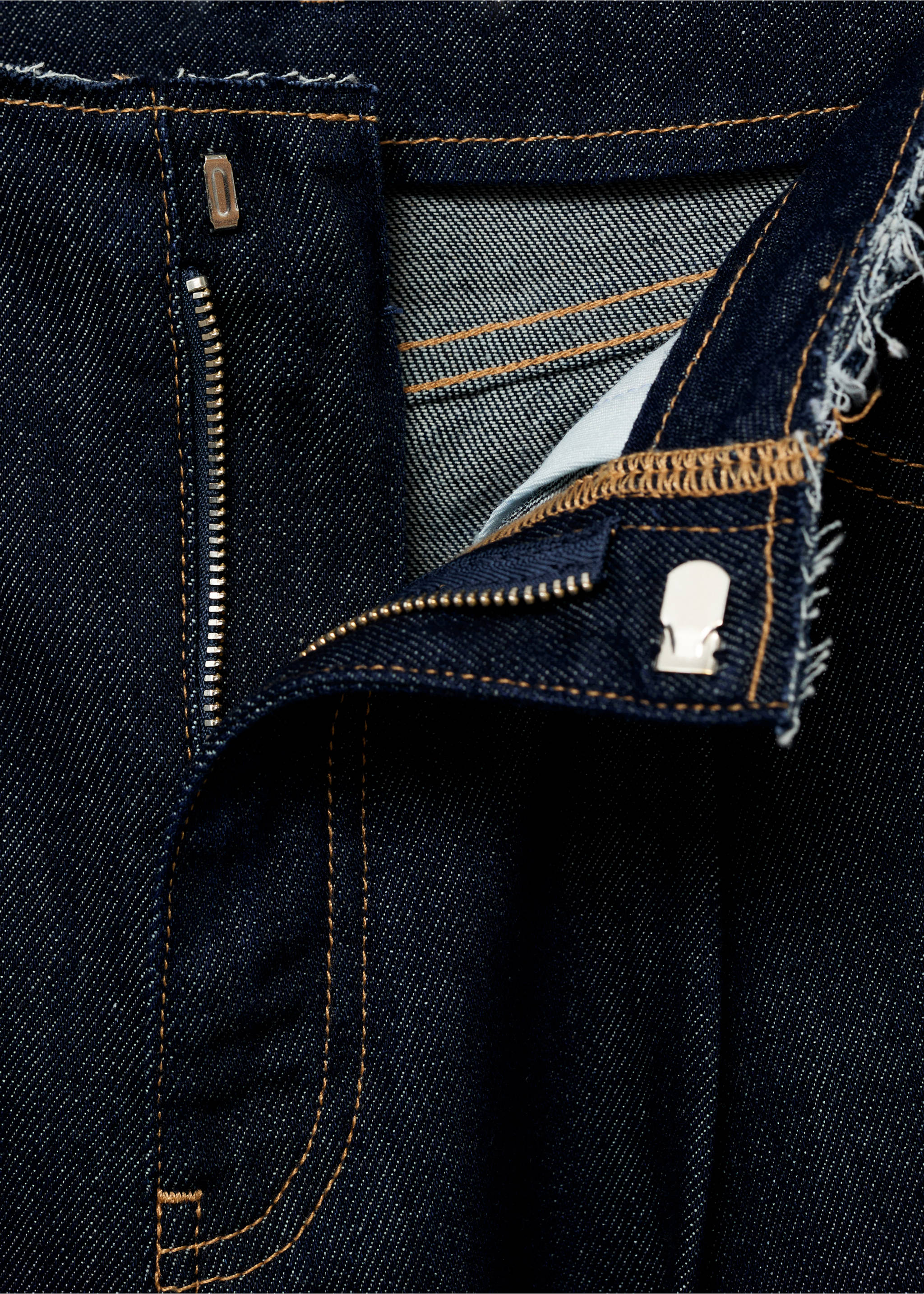 Wide leg denim pants with frayed waist - Details of the article 0, Open Blue. Ref: 87077191-00.
