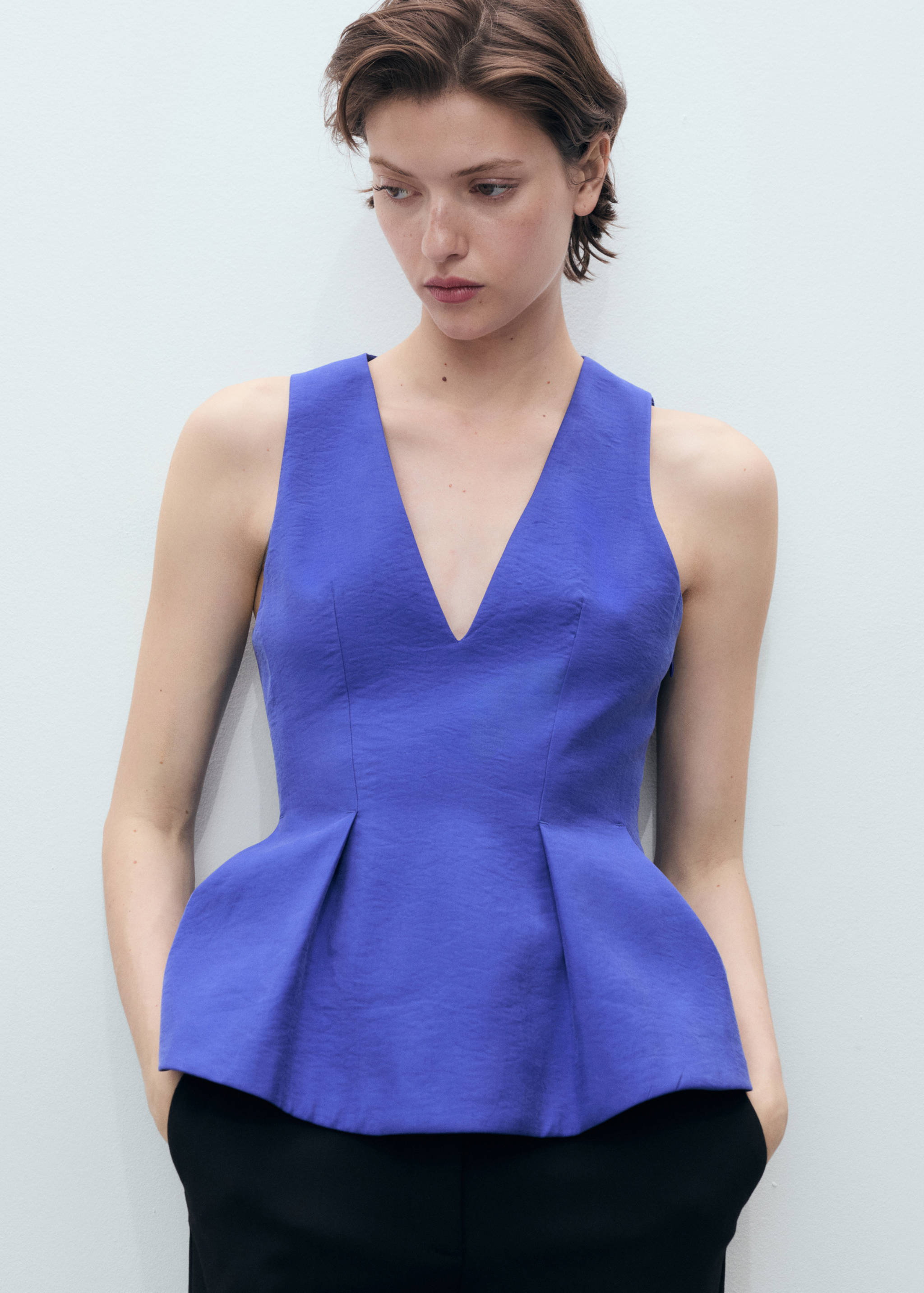 Modal V-neck top - Medium plane