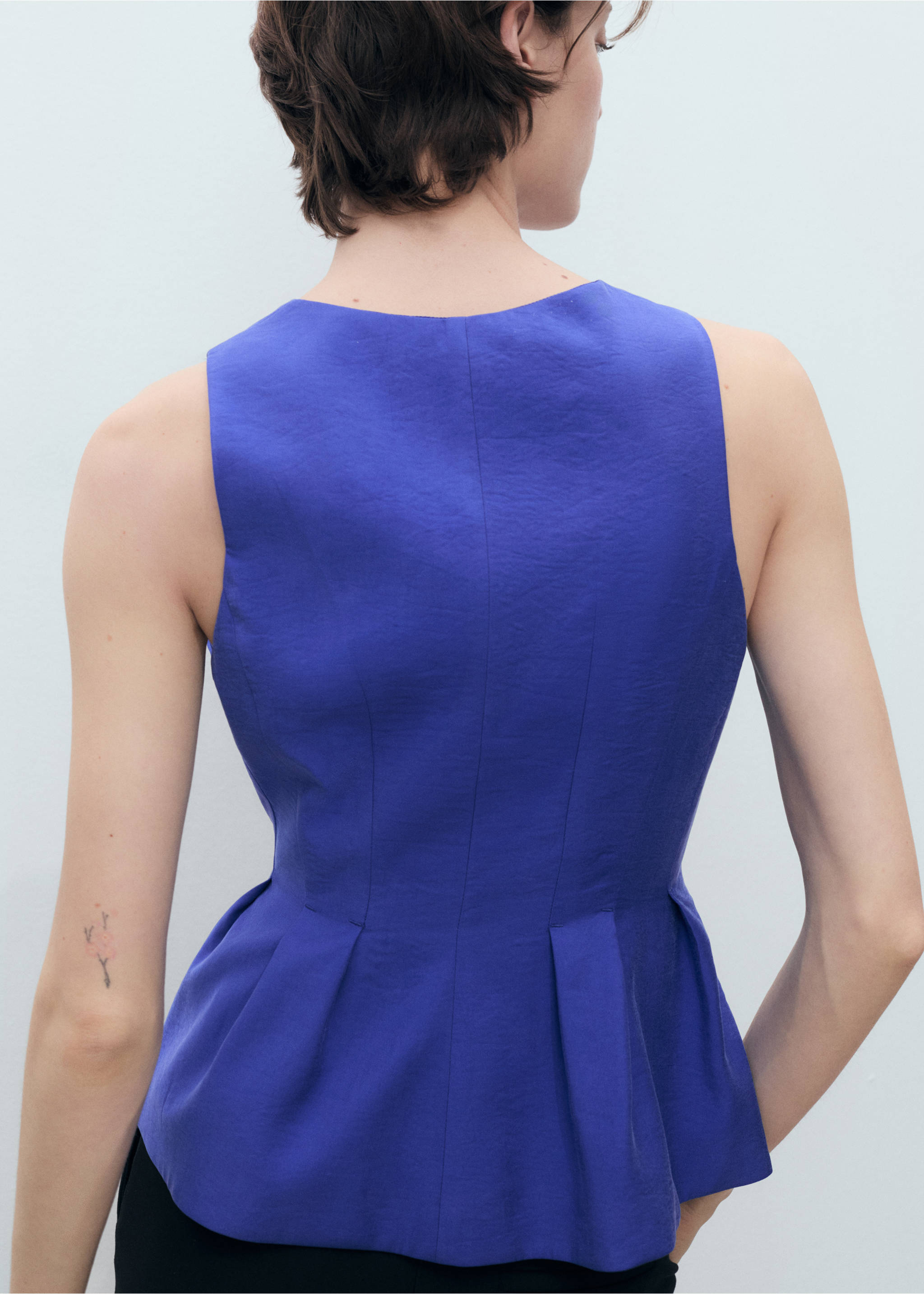 Modal-Top mit V-Ausschnitt - Rückseite des Artikels, Blau. Ref: 87077194-00.