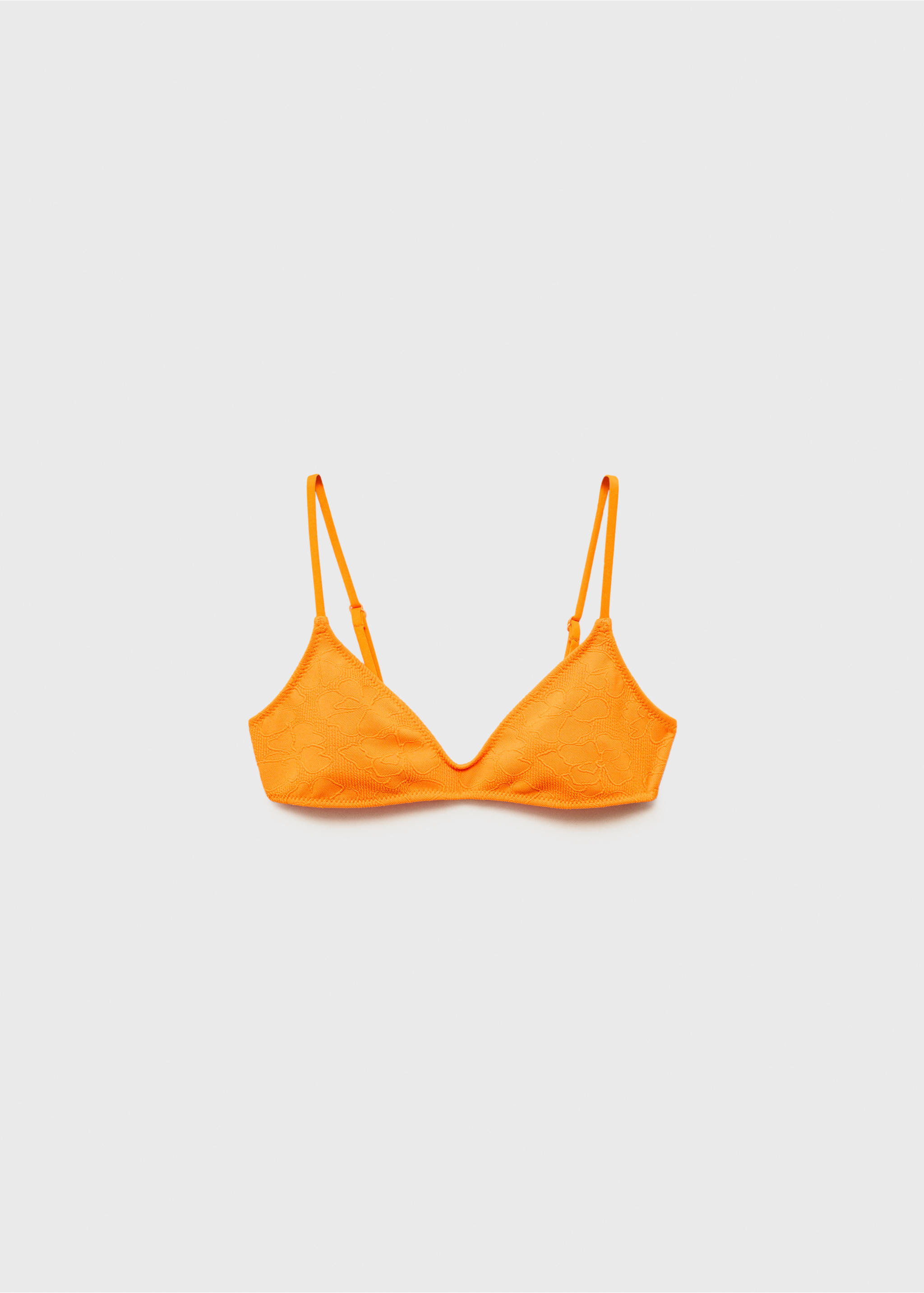 Jacquard floral bikini top - Article without model, Pastel Yellow. Ref: 87077676-00.