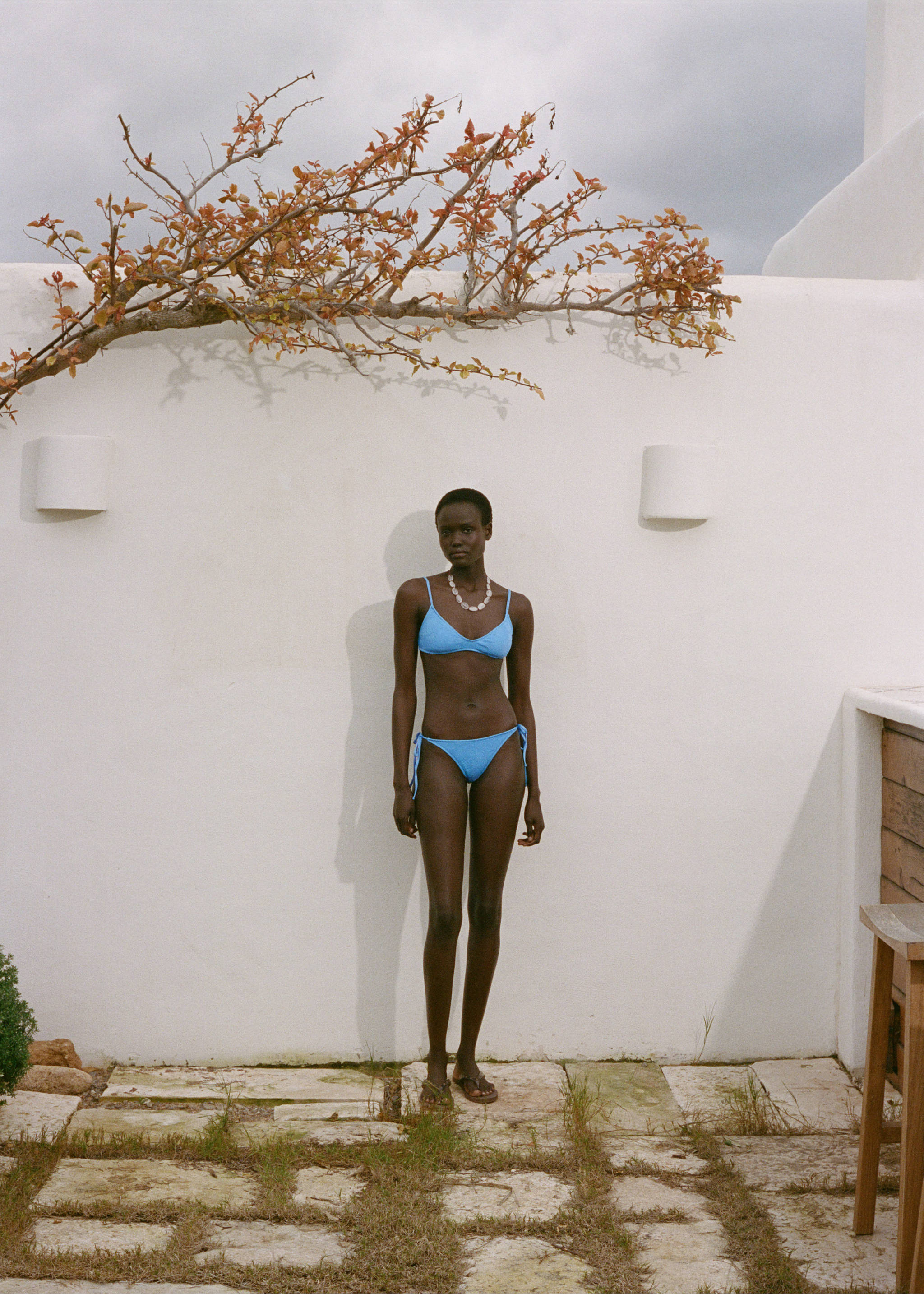 Jacquard floral bikini top - General plane, Sky Blue. Ref: 87077676-00.