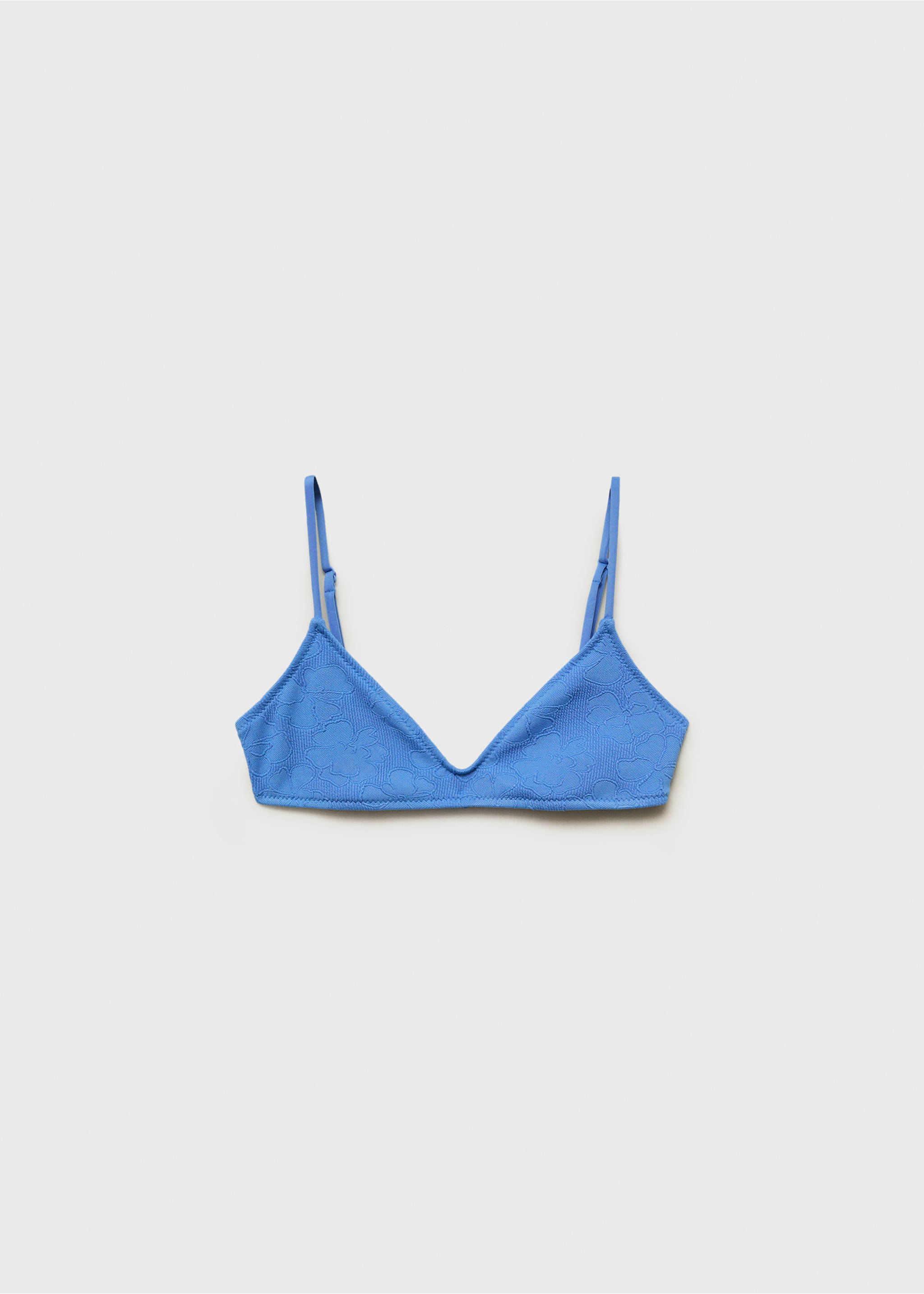 Jacquard floral bikini top - Article without model, Sky Blue. Ref: 87077676-00.