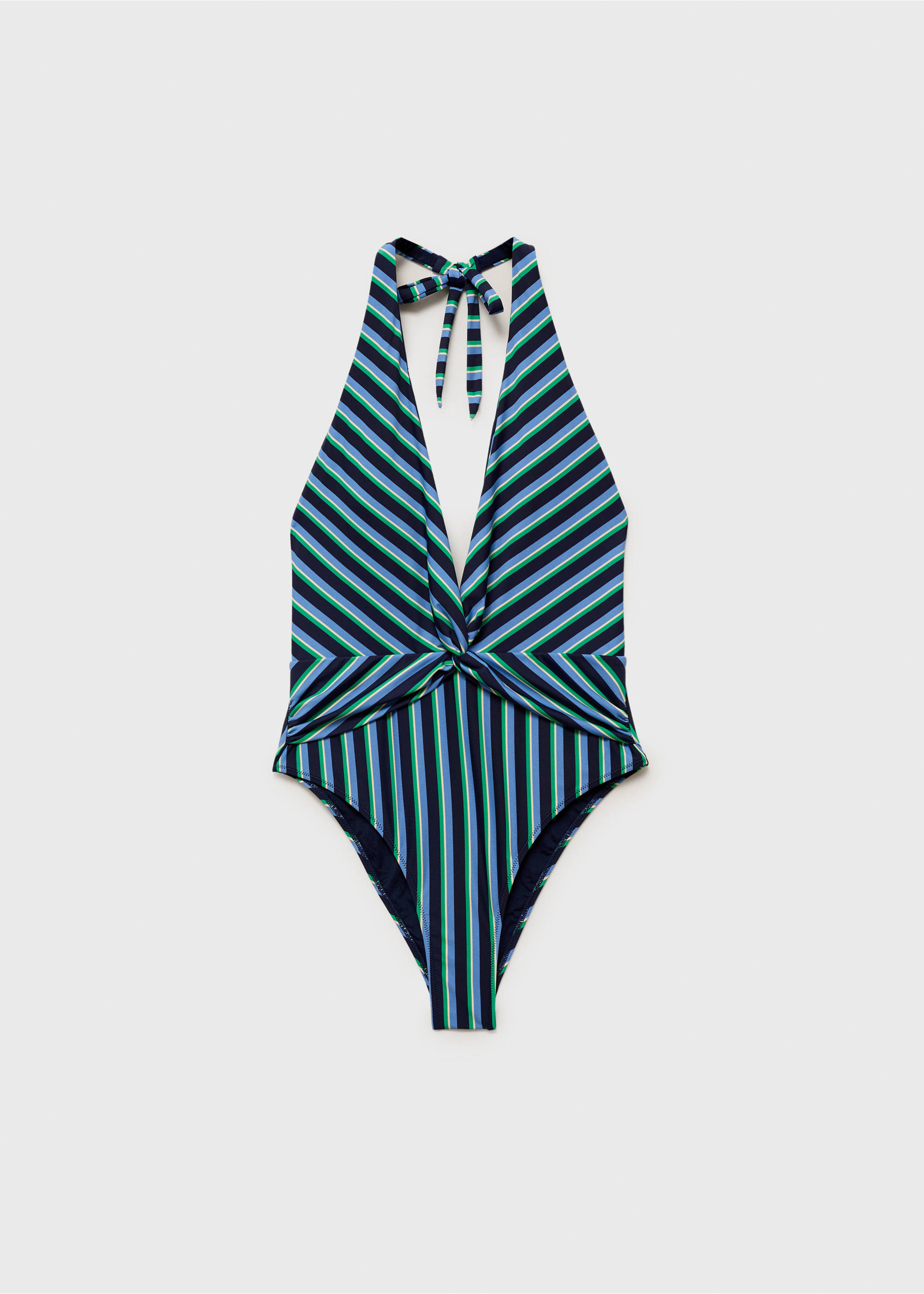 Striped halter swimsuit - Article without model, Blue. Ref: 87077677-00.