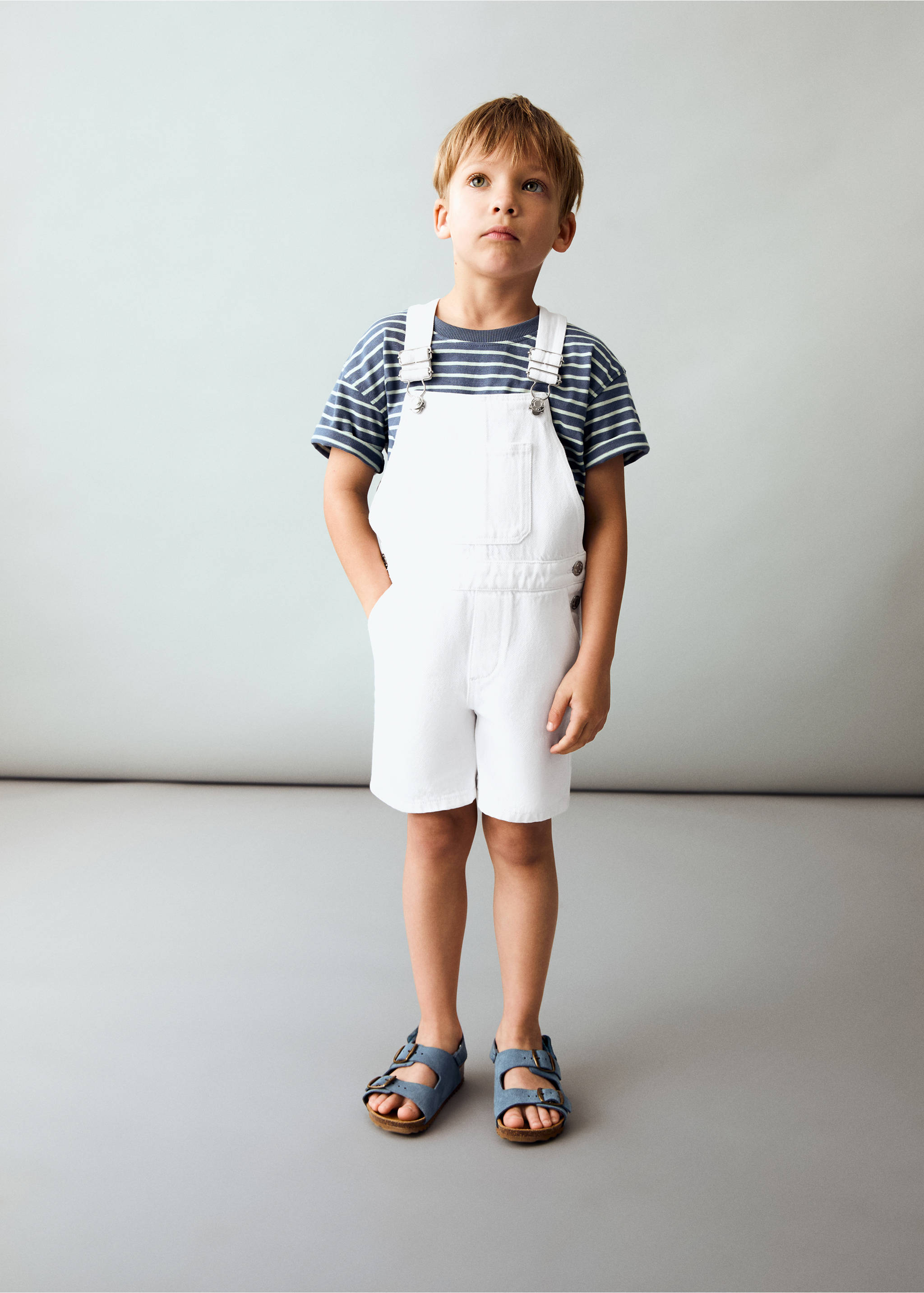 Short denim dungarees - General plane, White. Ref: 87077684-00.