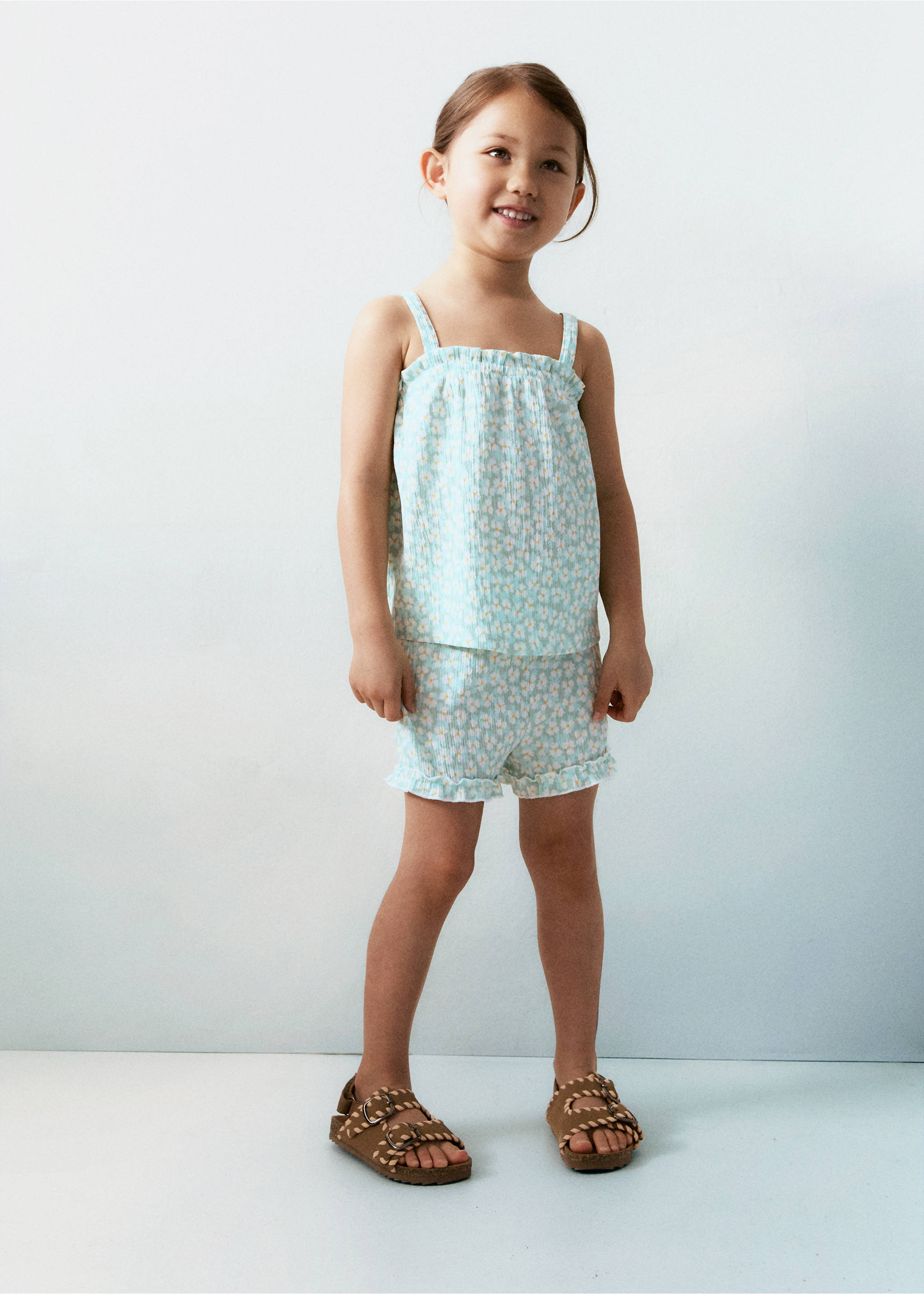 Shorts mit Blumenmuster - Detail des Artikels 5, Wassergrün. Ref: 87077695-00.