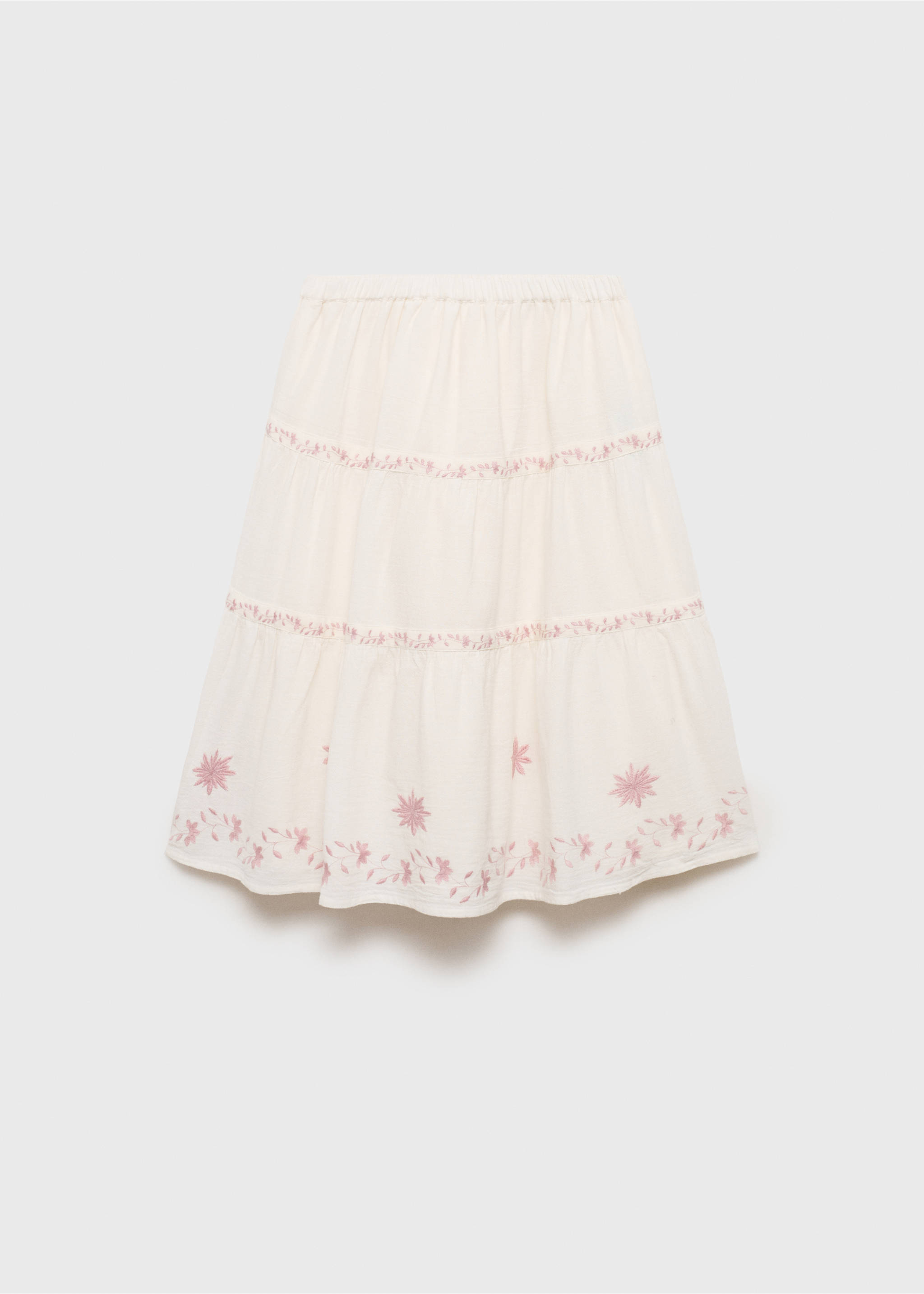 Floral embroidery skirt - Reverse of the article, Ecru. Ref: 87077696-00.