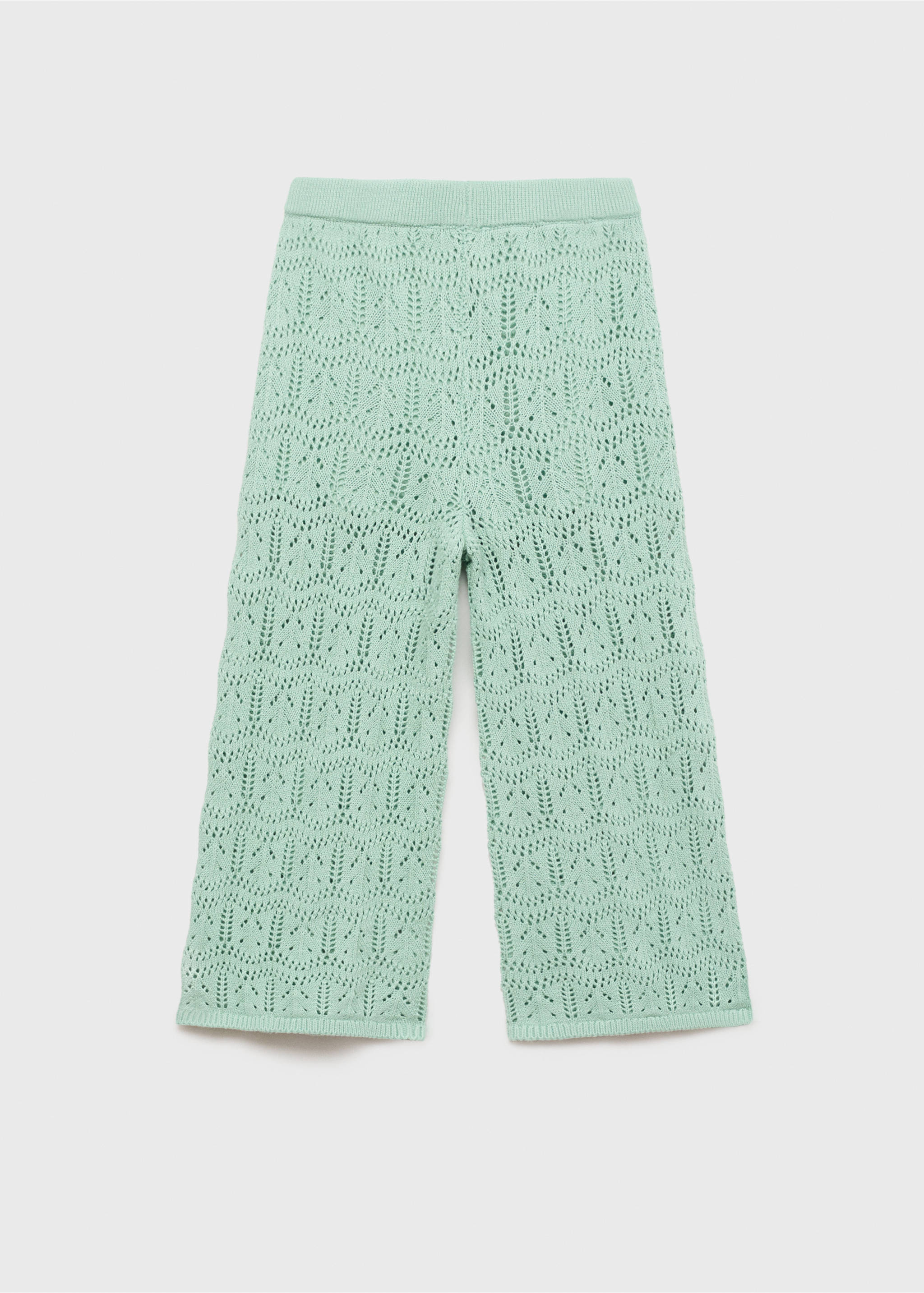 Openwork knitted trousers - Reverse of the article, Aqua Green. Ref: 87077697-00.