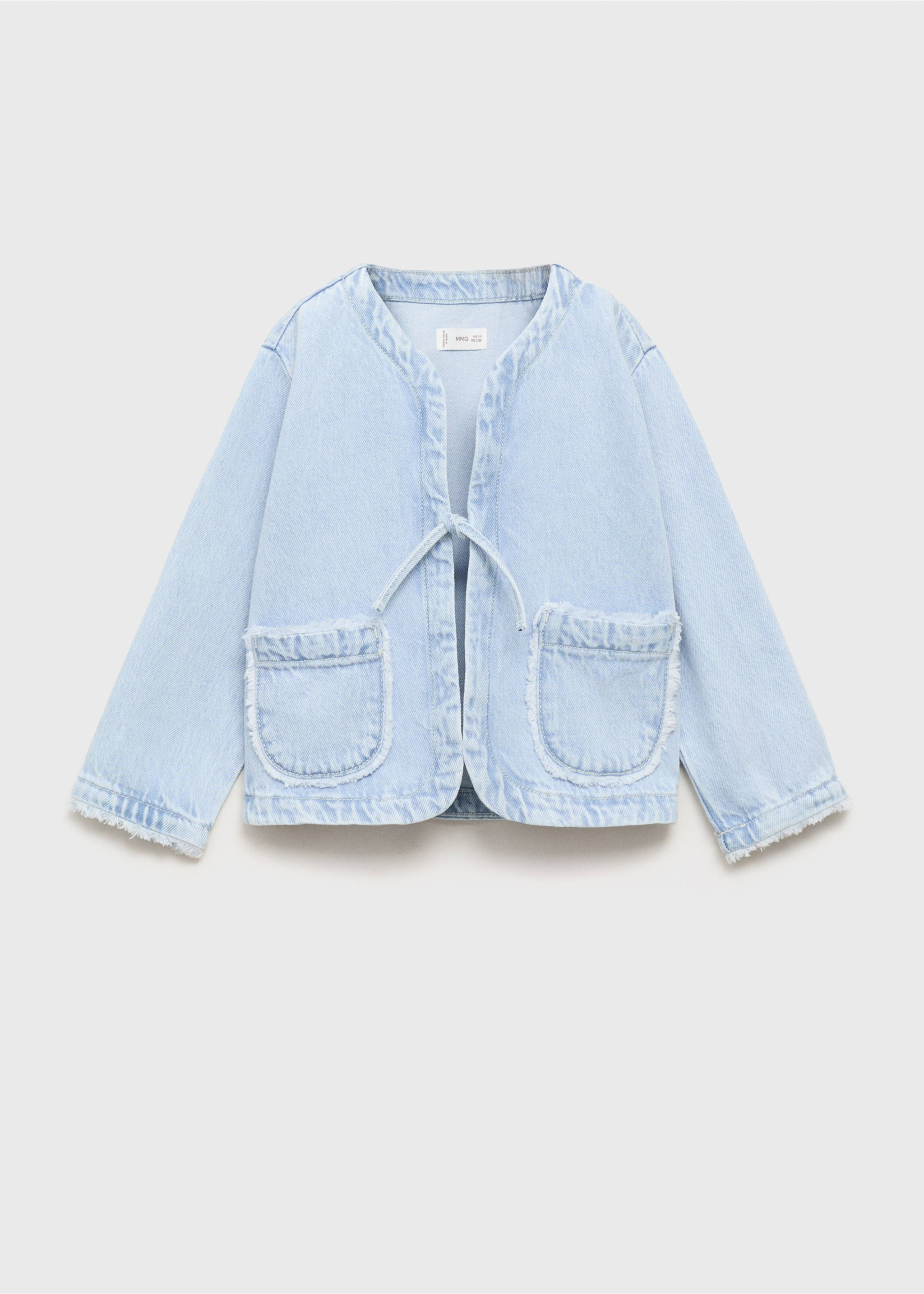 Denim jacket with bow - Article without model, Light Blue. Ref: 87077699-00.