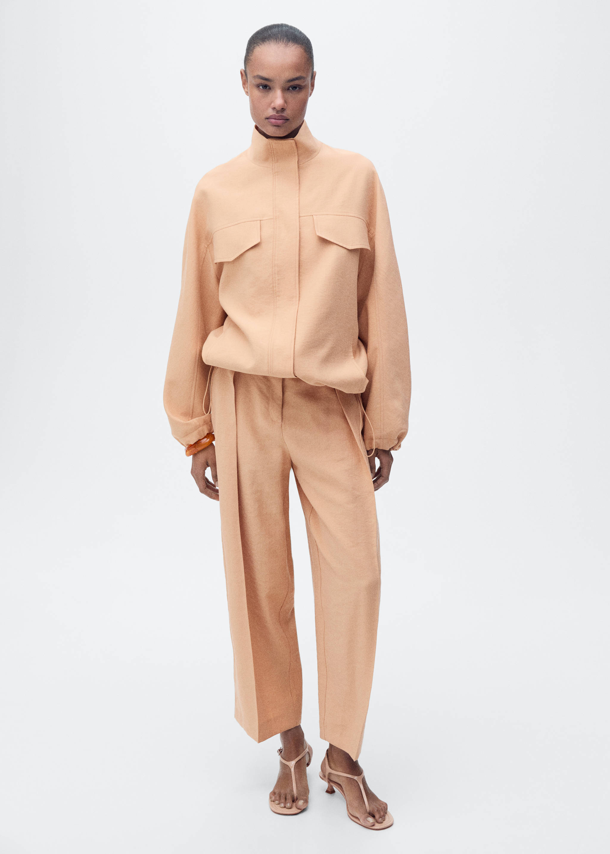 Oversized lyocell jacket with pockets - General plane