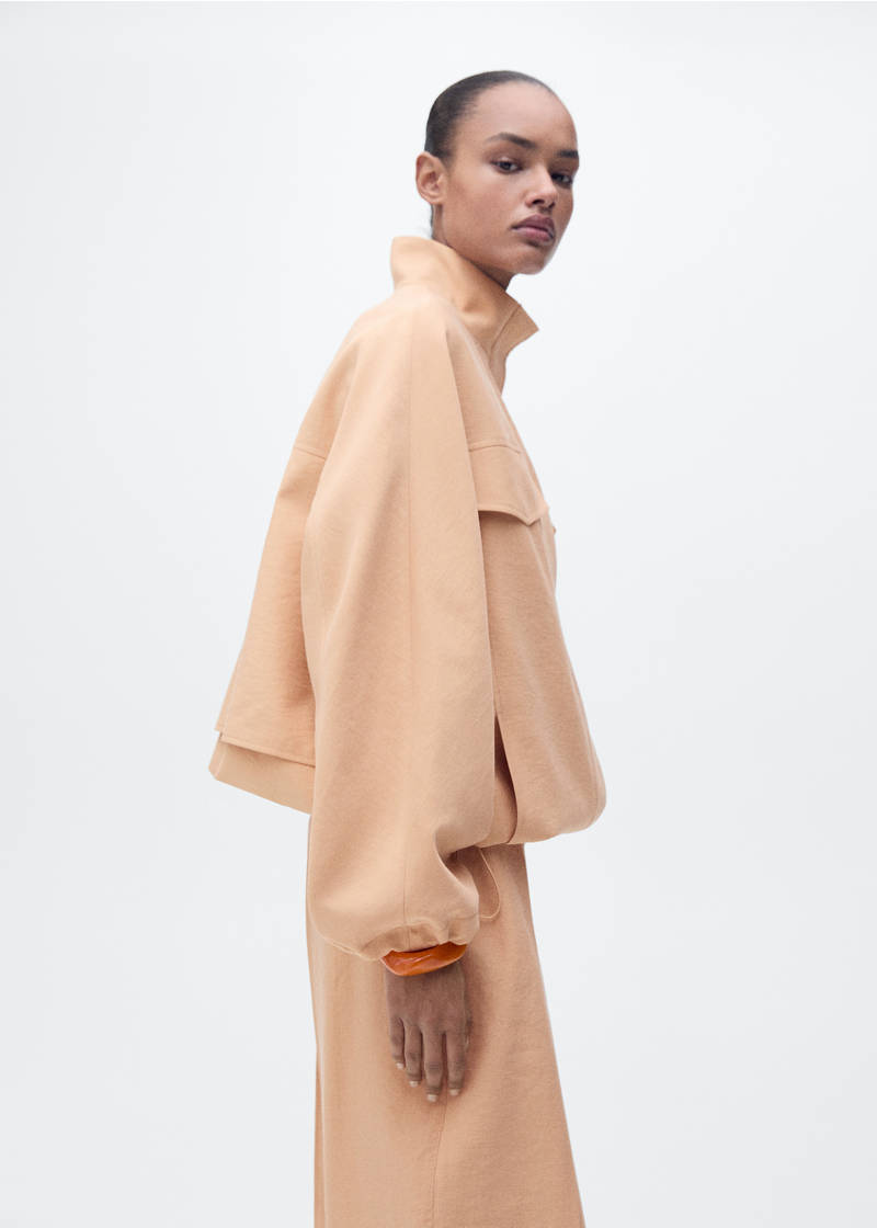 Chaqueta lyocell oversize bolsillos - Nude