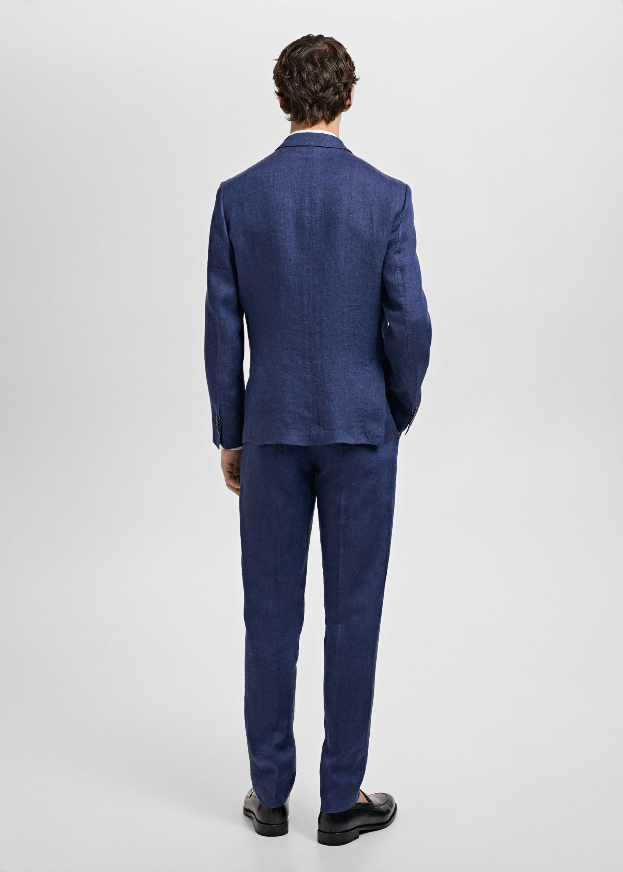 Salerno 100% linen slim fit suit blazer - Reverse of the article, Indigo Blue. Ref: 87077886-00.