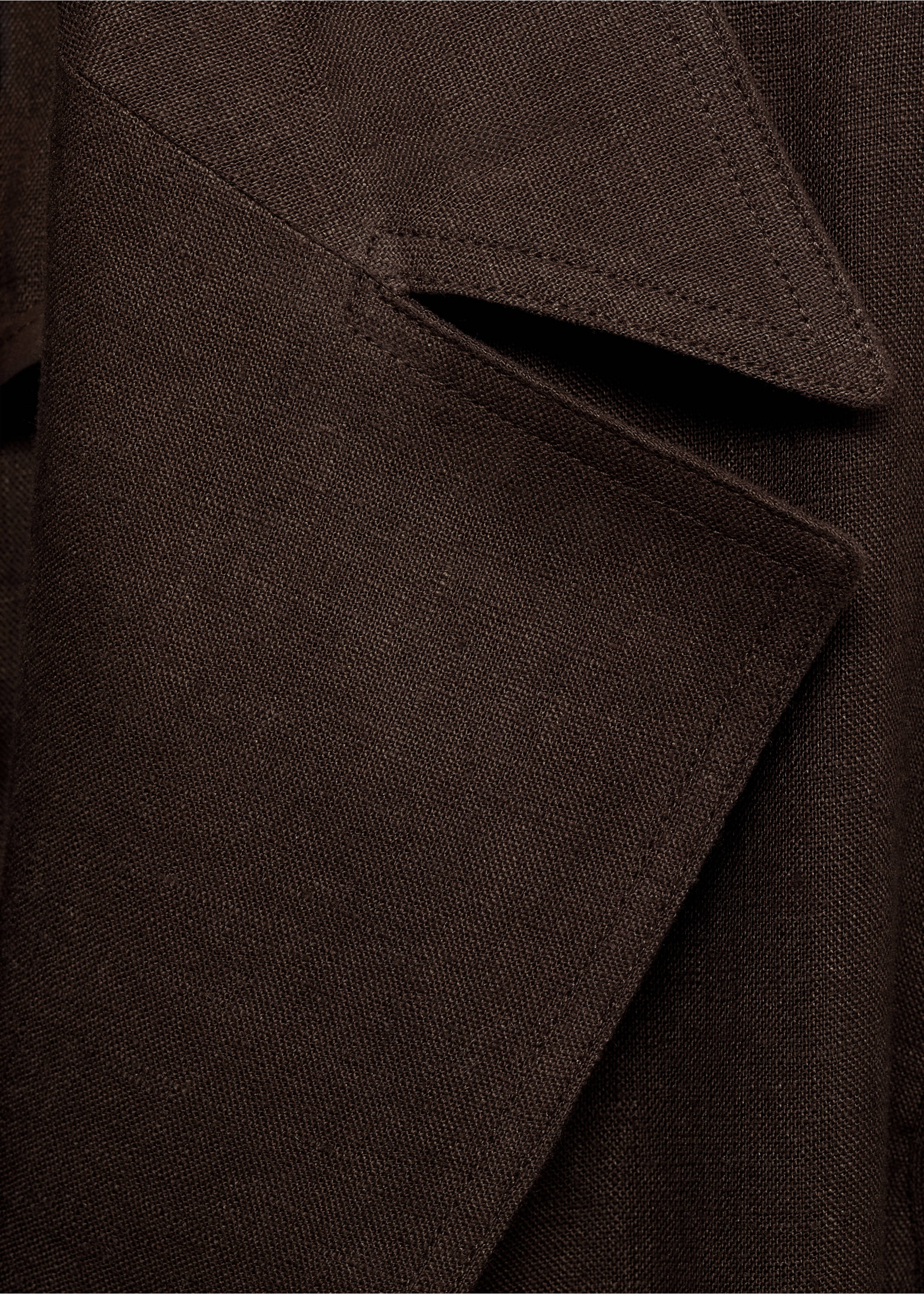 Trench lino doble botonadura - Detalle del artículo 0, Marrón. Ref: 87077888-00.