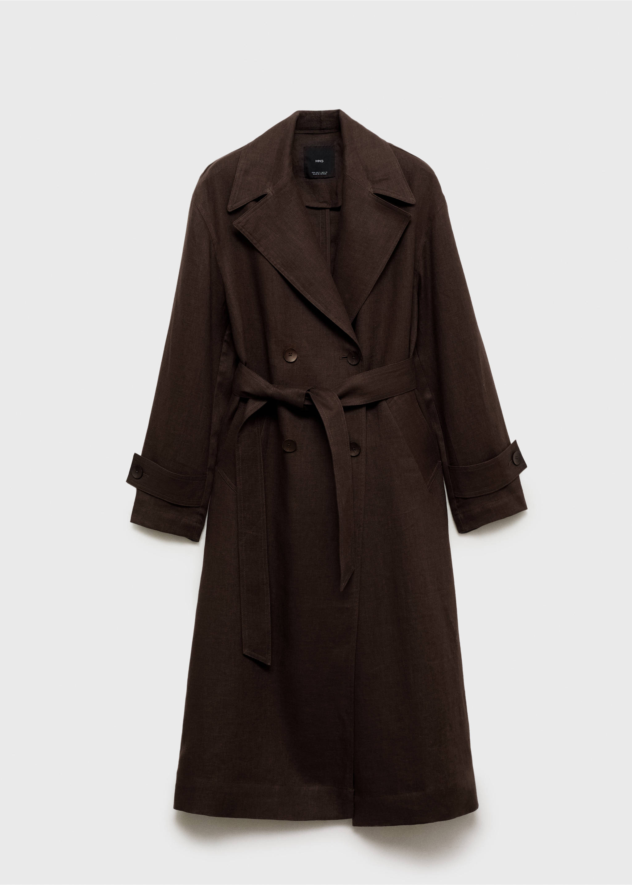 Double breasted linen trench - Article without model, Brown. Ref: 87077888-00.
