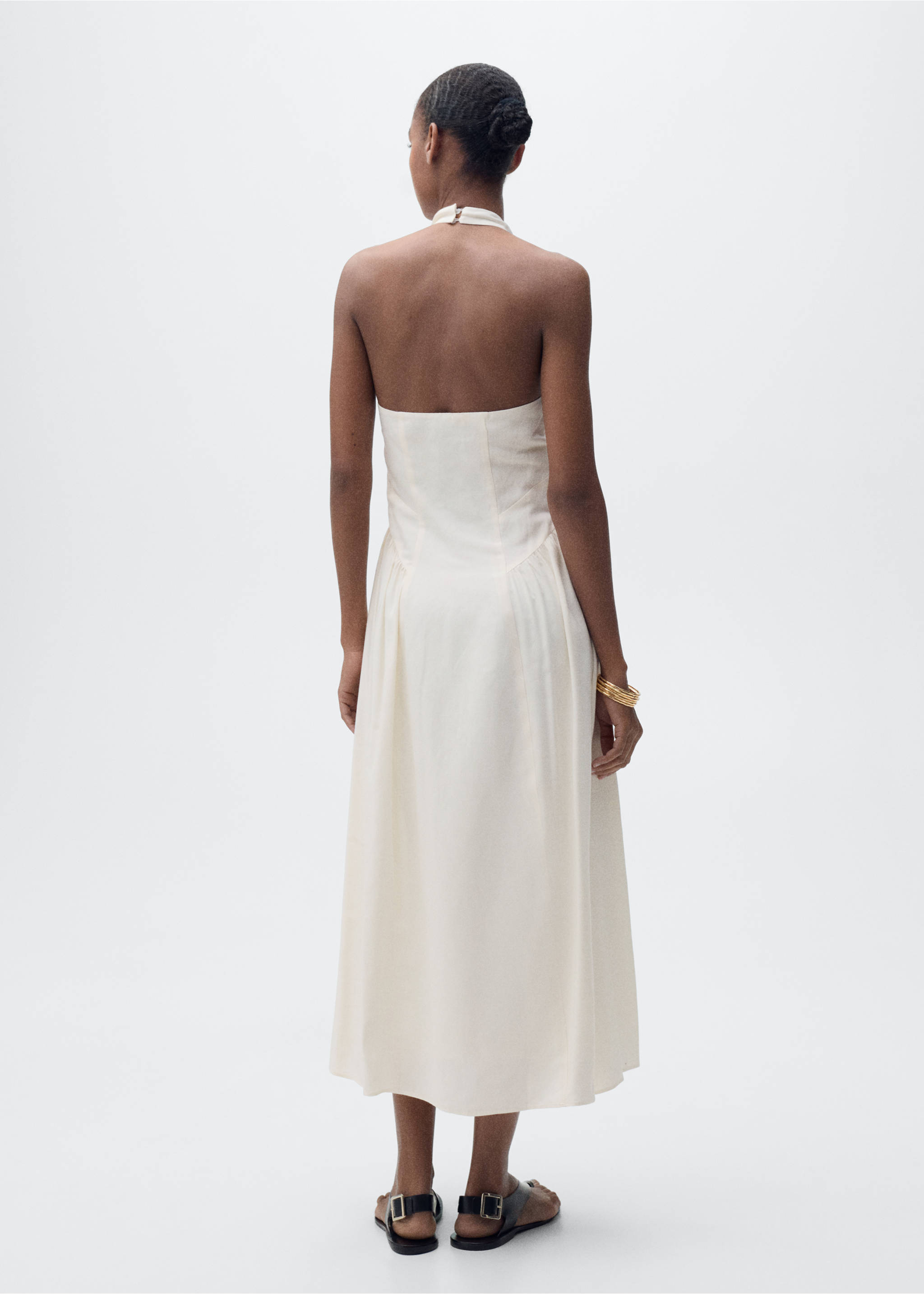 Robe lin emmanchures américaines - Verso de l’article, Blanc cassé. Ref: 87077892-00.