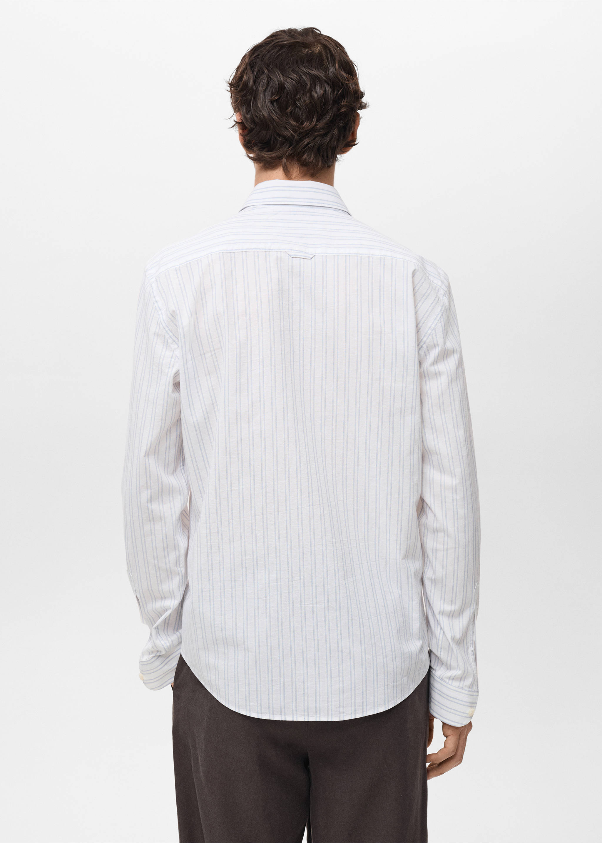 Camisa rayas 100% algodón regular fit - Reverso del artículo, Blanco. Ref: 87077893-00.