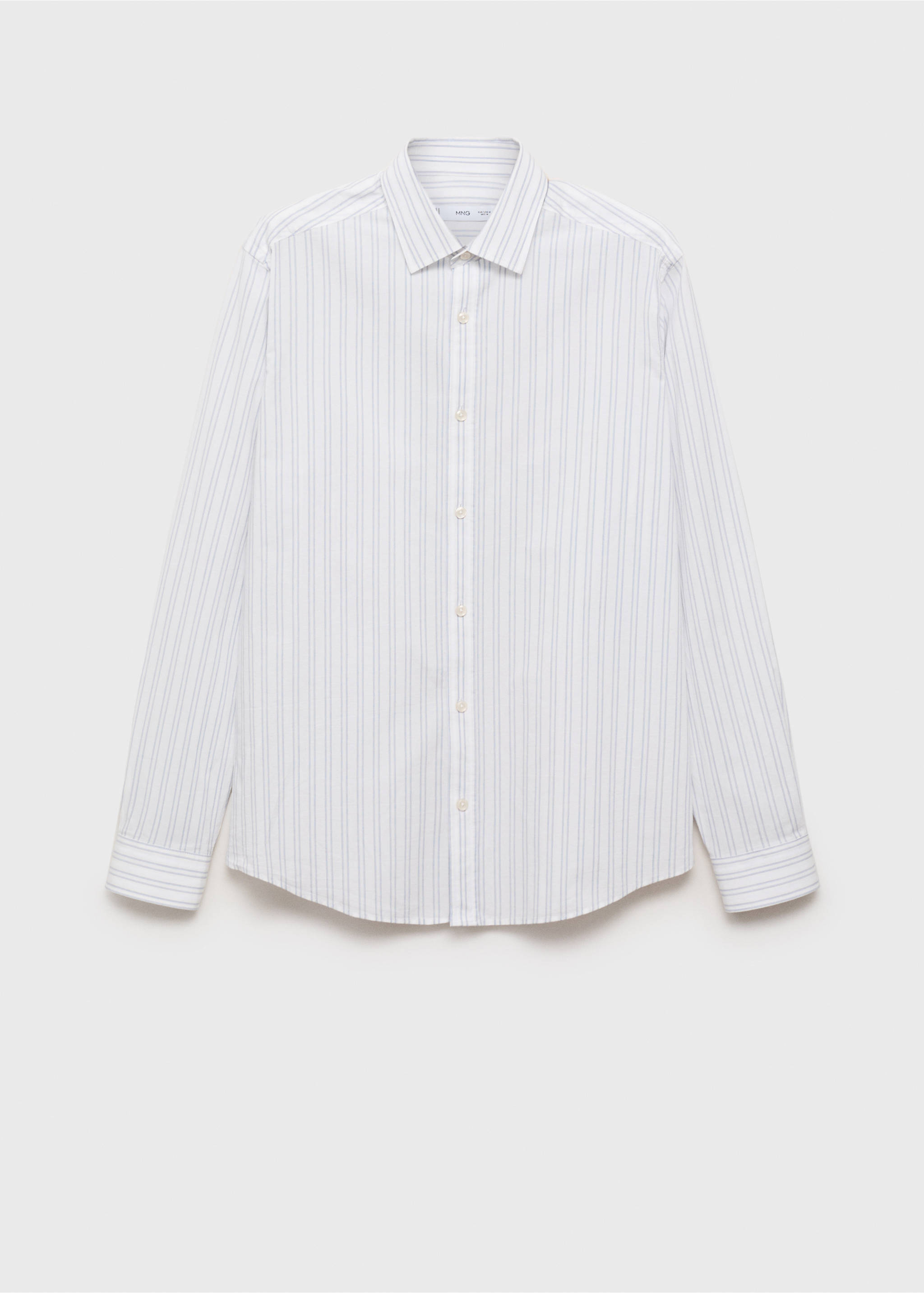 Chemise à rayures 100% coton coupe régulière - Article sans modèle, Blanc. Ref: 87077893-00.