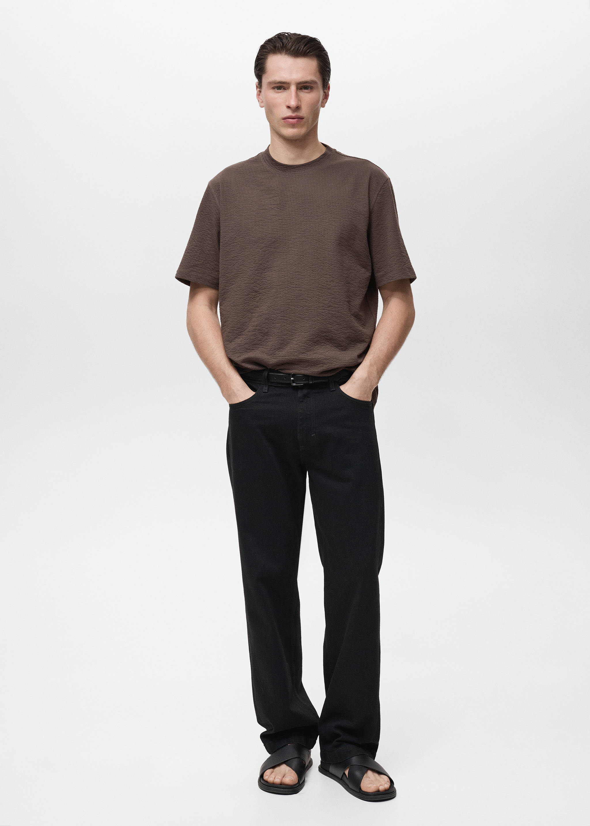 T-Shirt aus Seersucker-Baumwolle - Allgemeine Ansicht