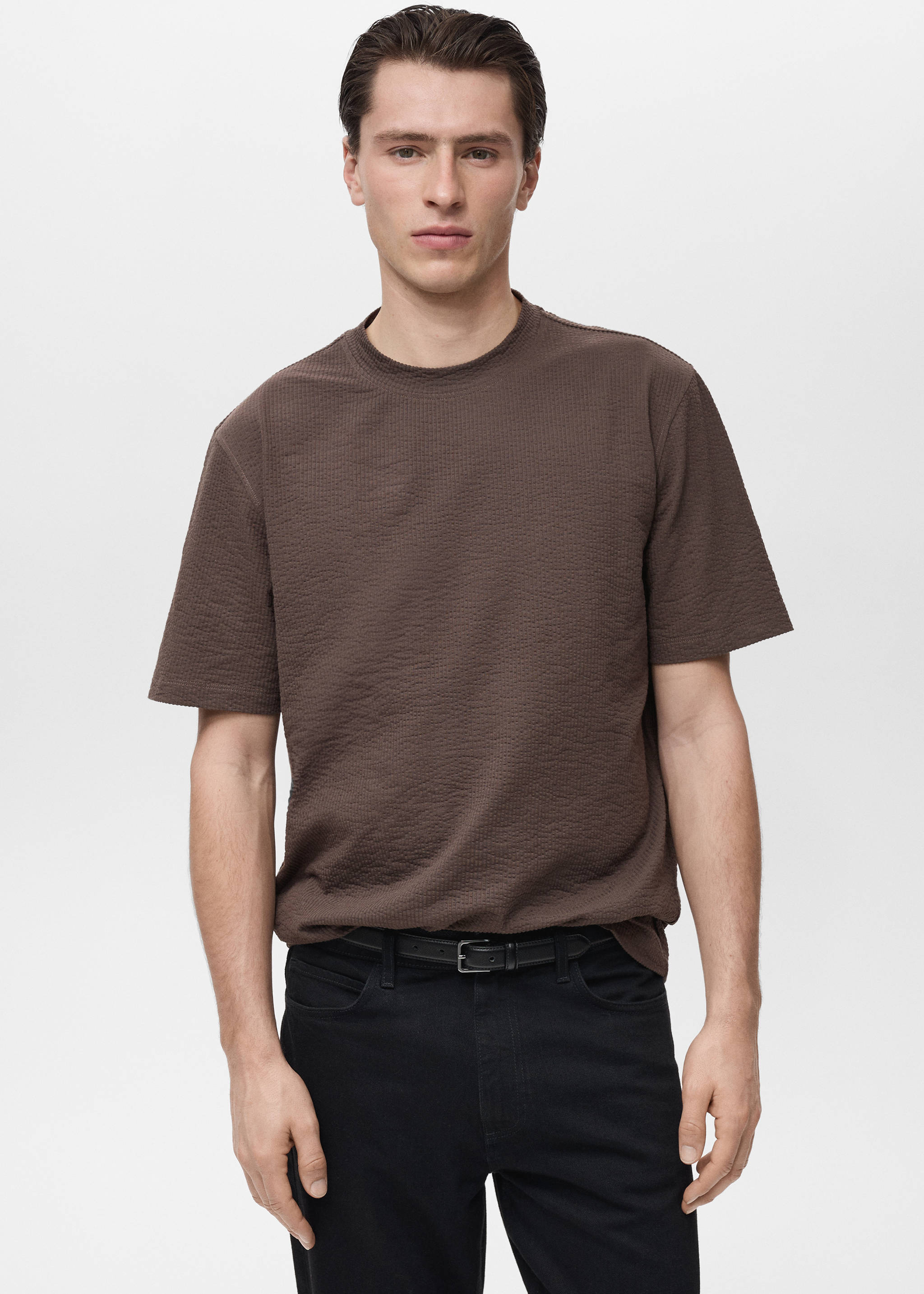 T-Shirt aus Seersucker-Baumwolle - Mittlere Ansicht