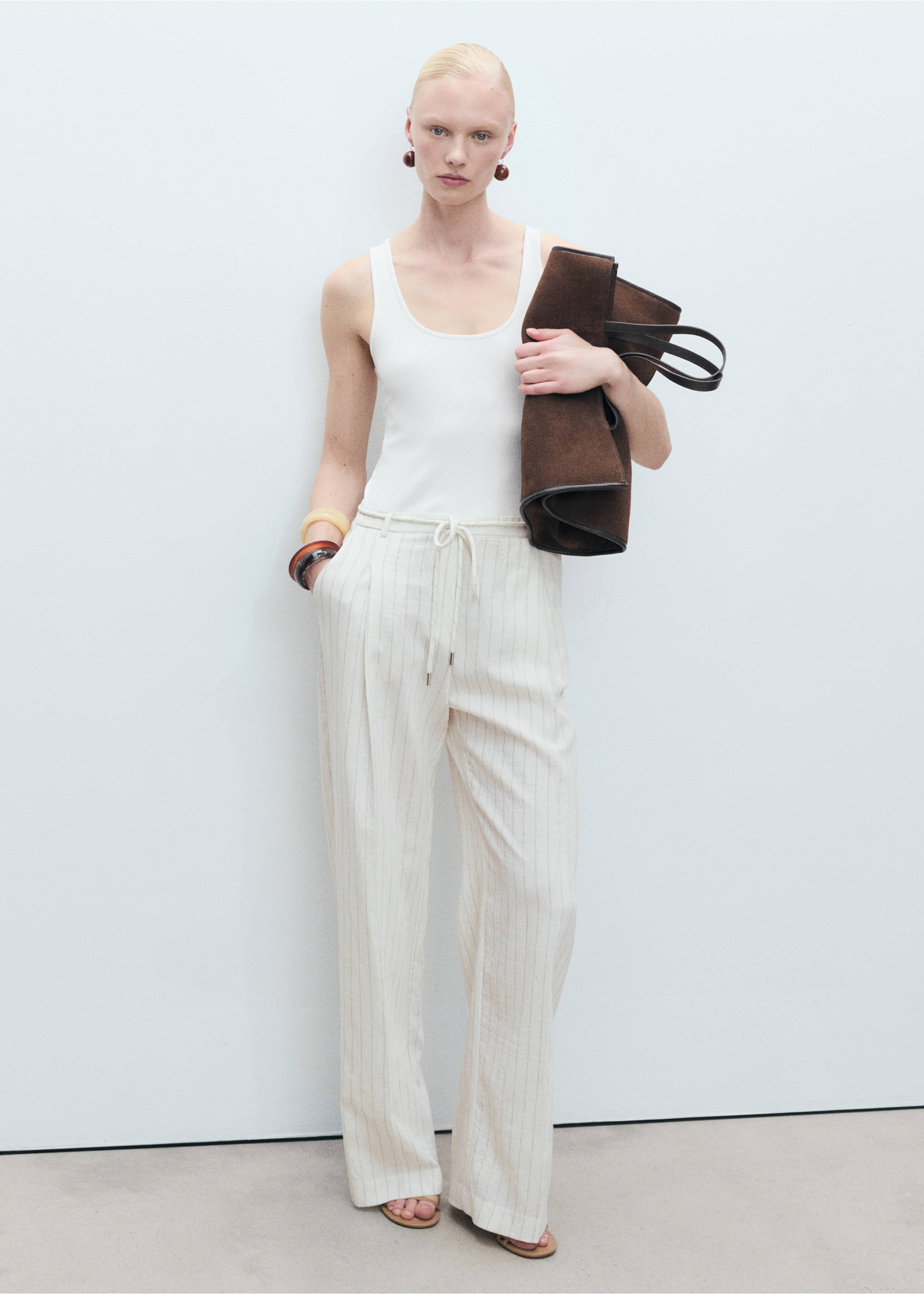 Striped combined knitted jumpsuit - General plane, Off White. Ref: 87077895-00.