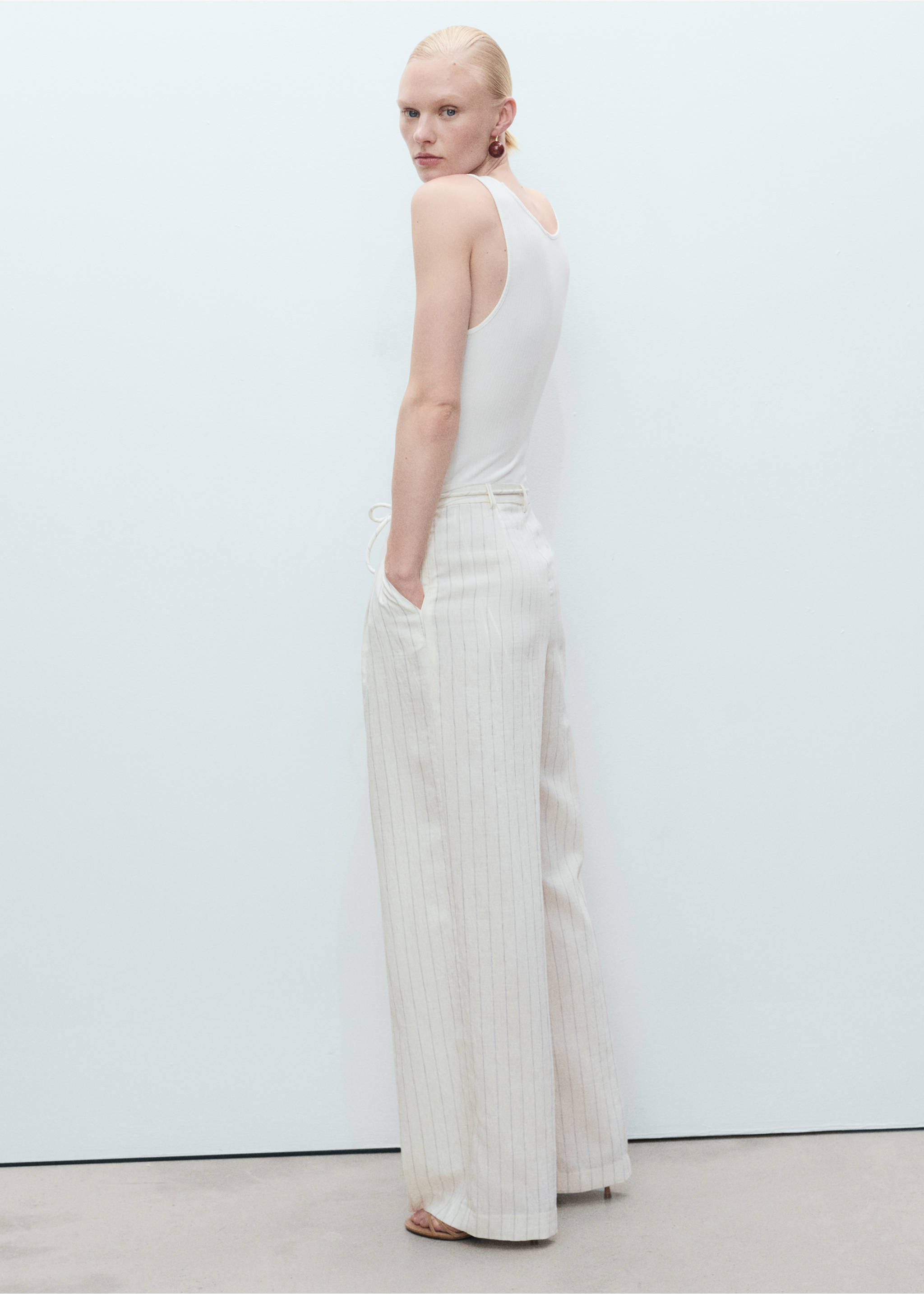 Striped combined knitted jumpsuit - Reverse of the article, Off White. Ref: 87077895-00.