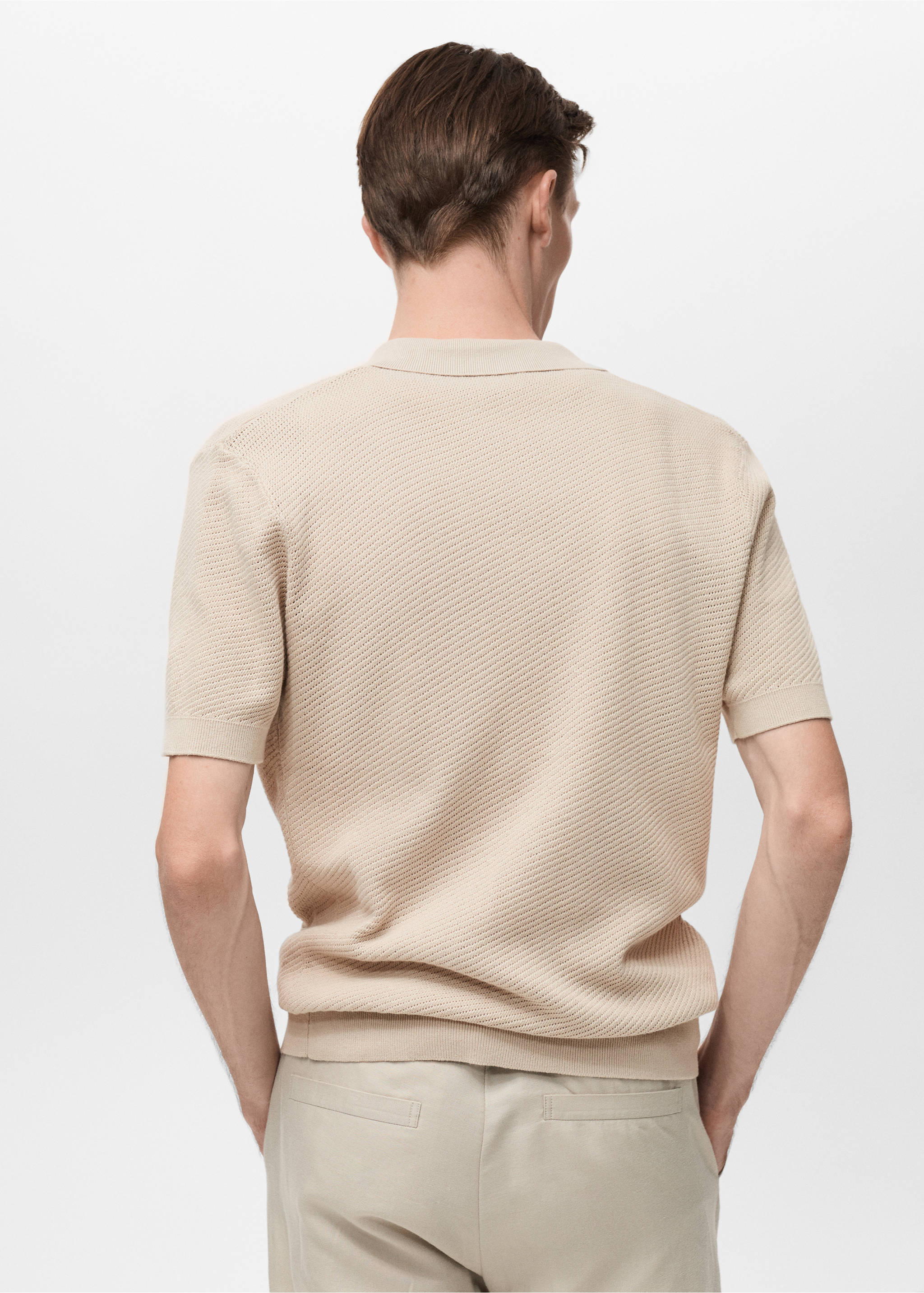 Openwork knitted structured shirt - Reverse of the article, Sand. Ref: 87077897-00.