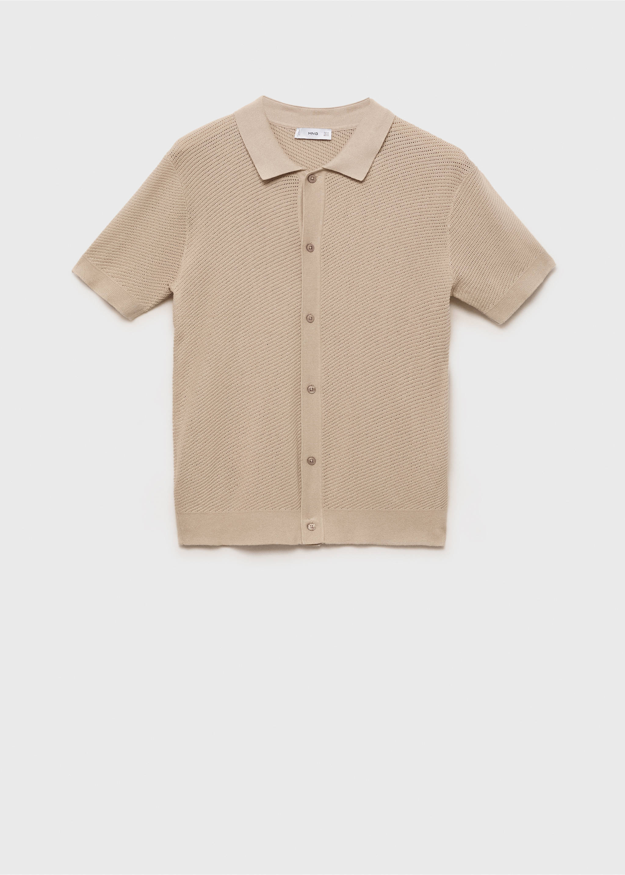 Openwork knitted structured shirt - Article without model, Sand. Ref: 87077897-00.