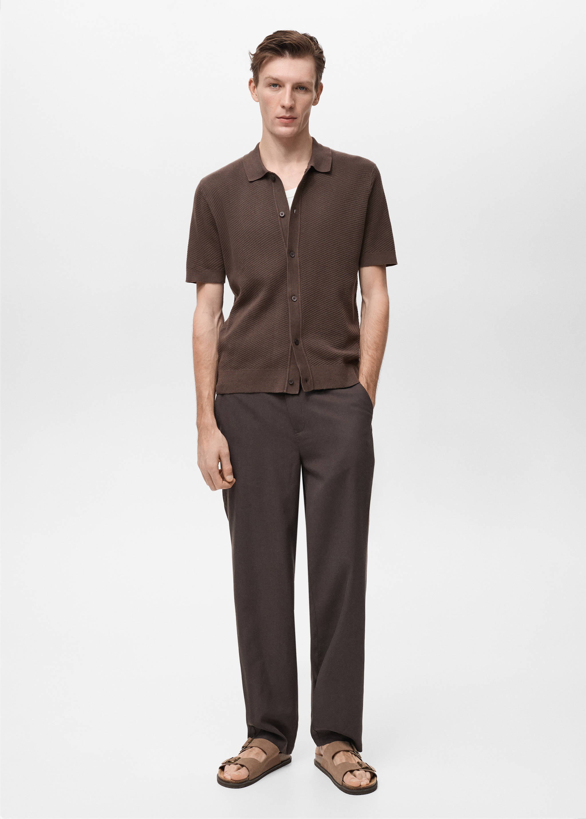 Openwork knitted structured shirt - General plane