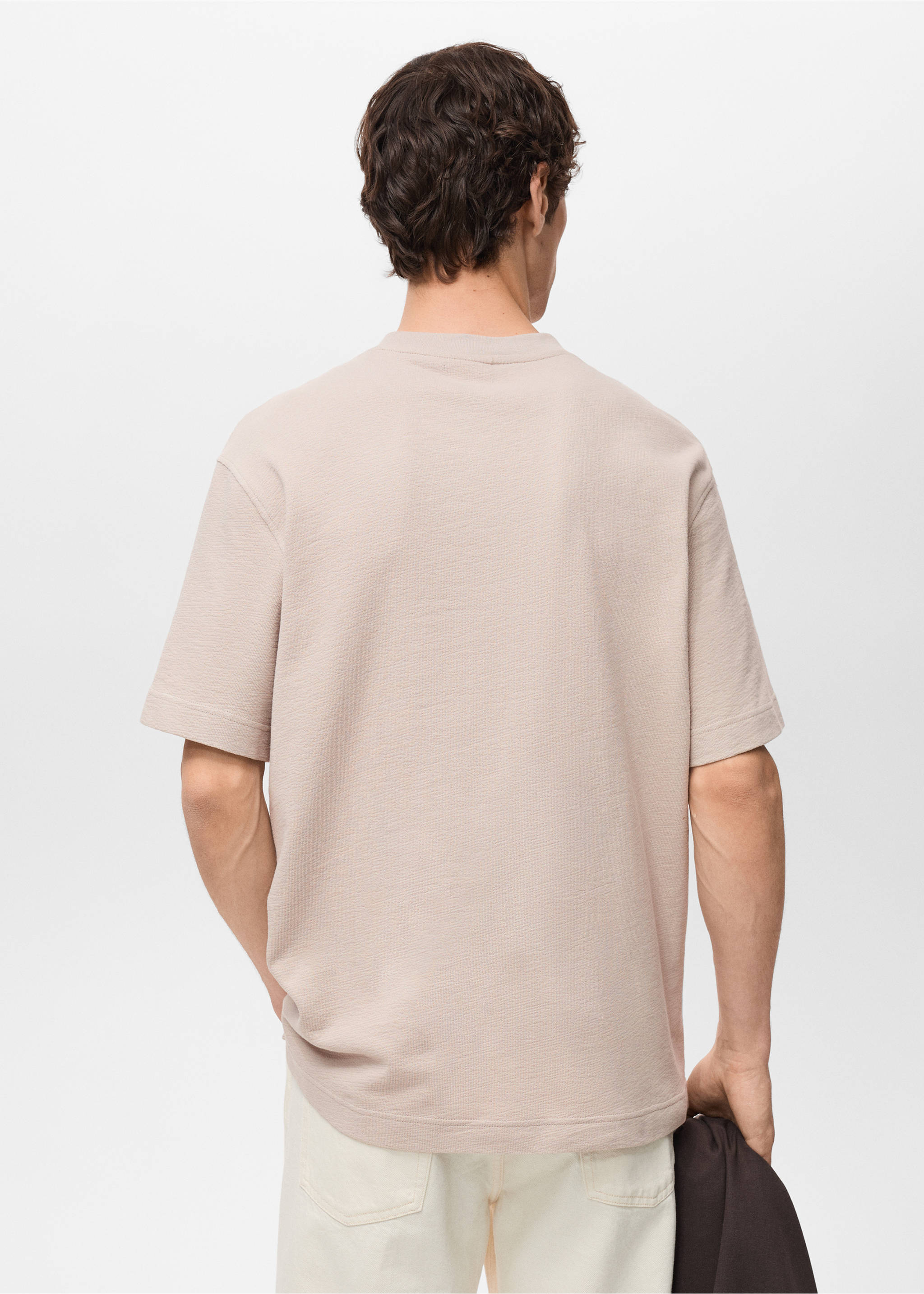 Structured relaxed-fit t-shirt - Reverse of the article, Beige. Ref: 87077901-00.