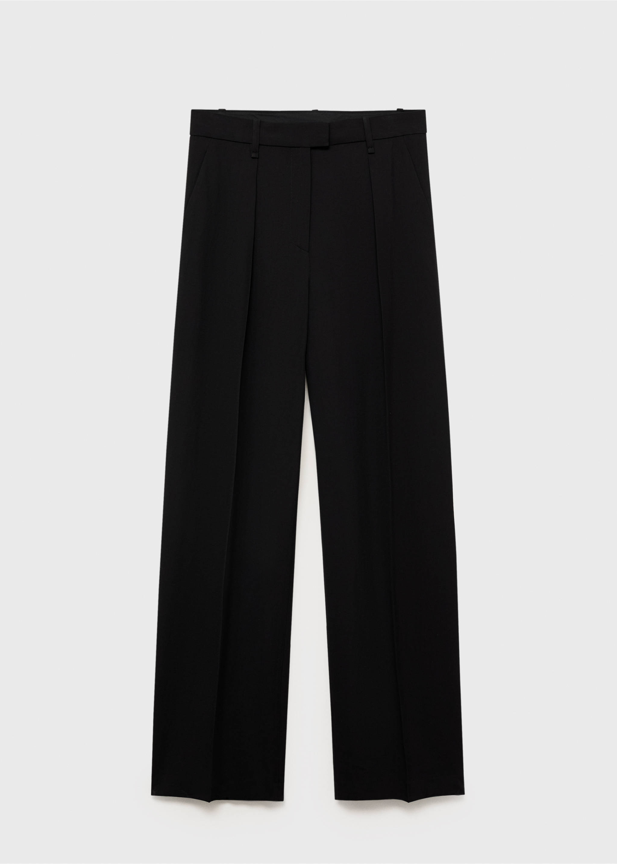 Straight-fit lyocell pants with pleats - Article without model, Black. Ref: 87077904-00.