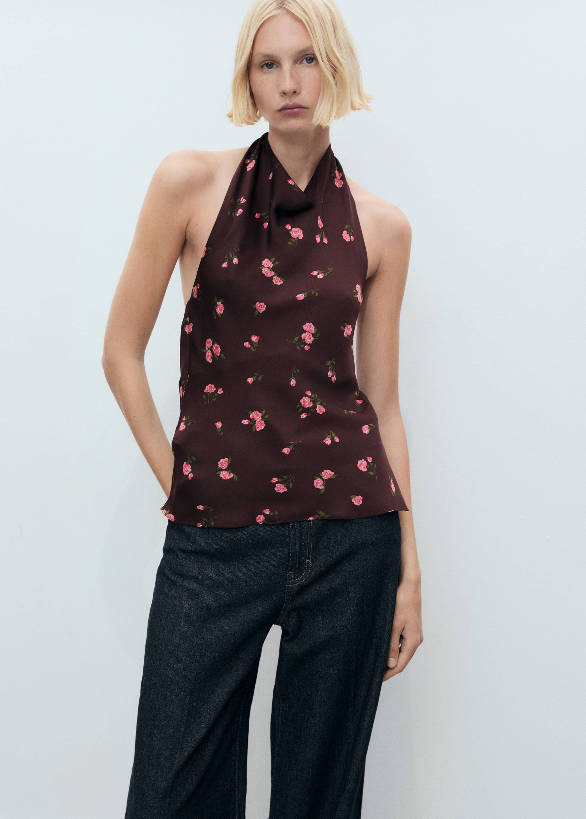 Draped floral top - Medium plane