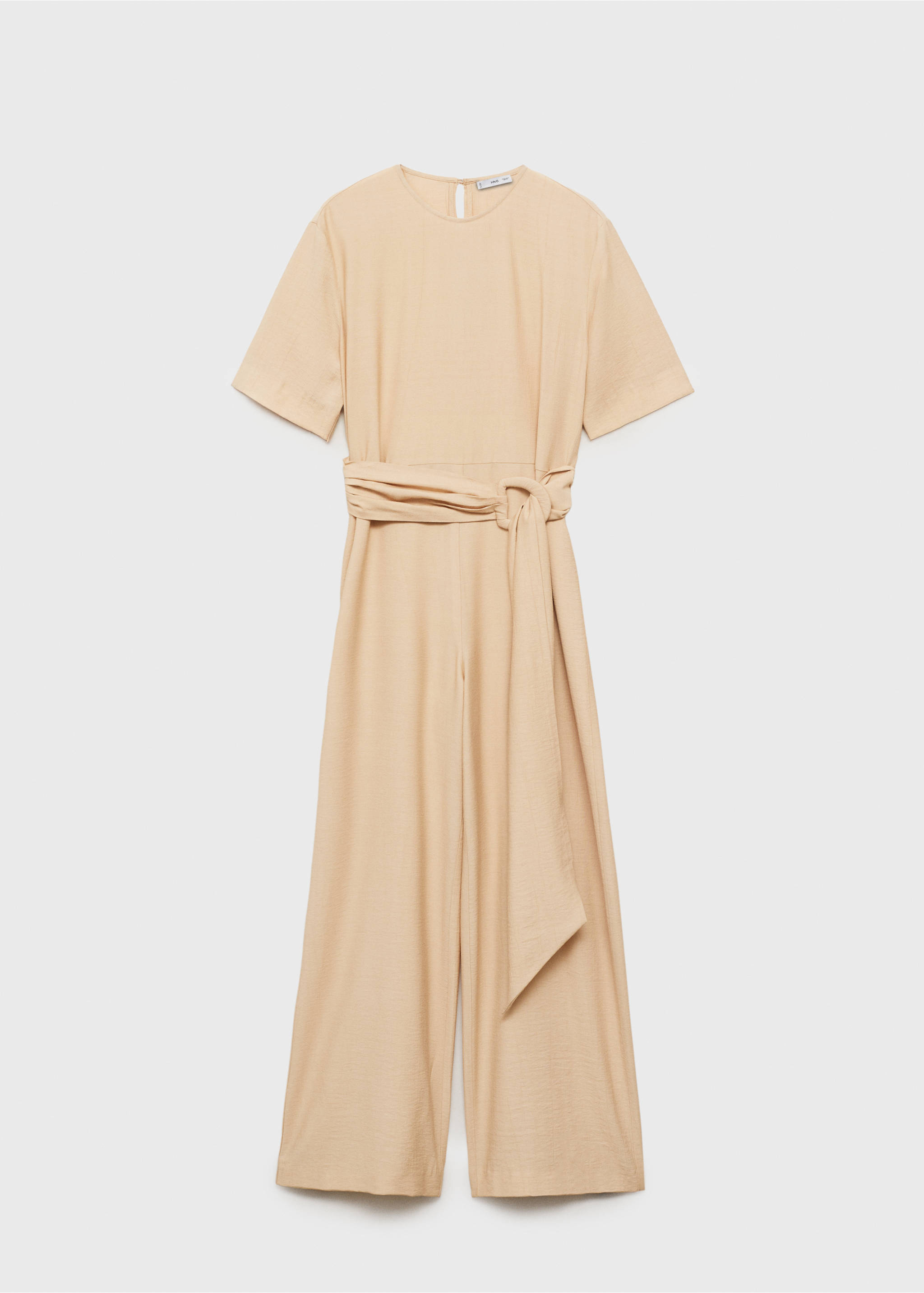 Straight-fit short-sleeved jumpsuit with belt - Article without model, Ecru. Ref: 87077907-00.