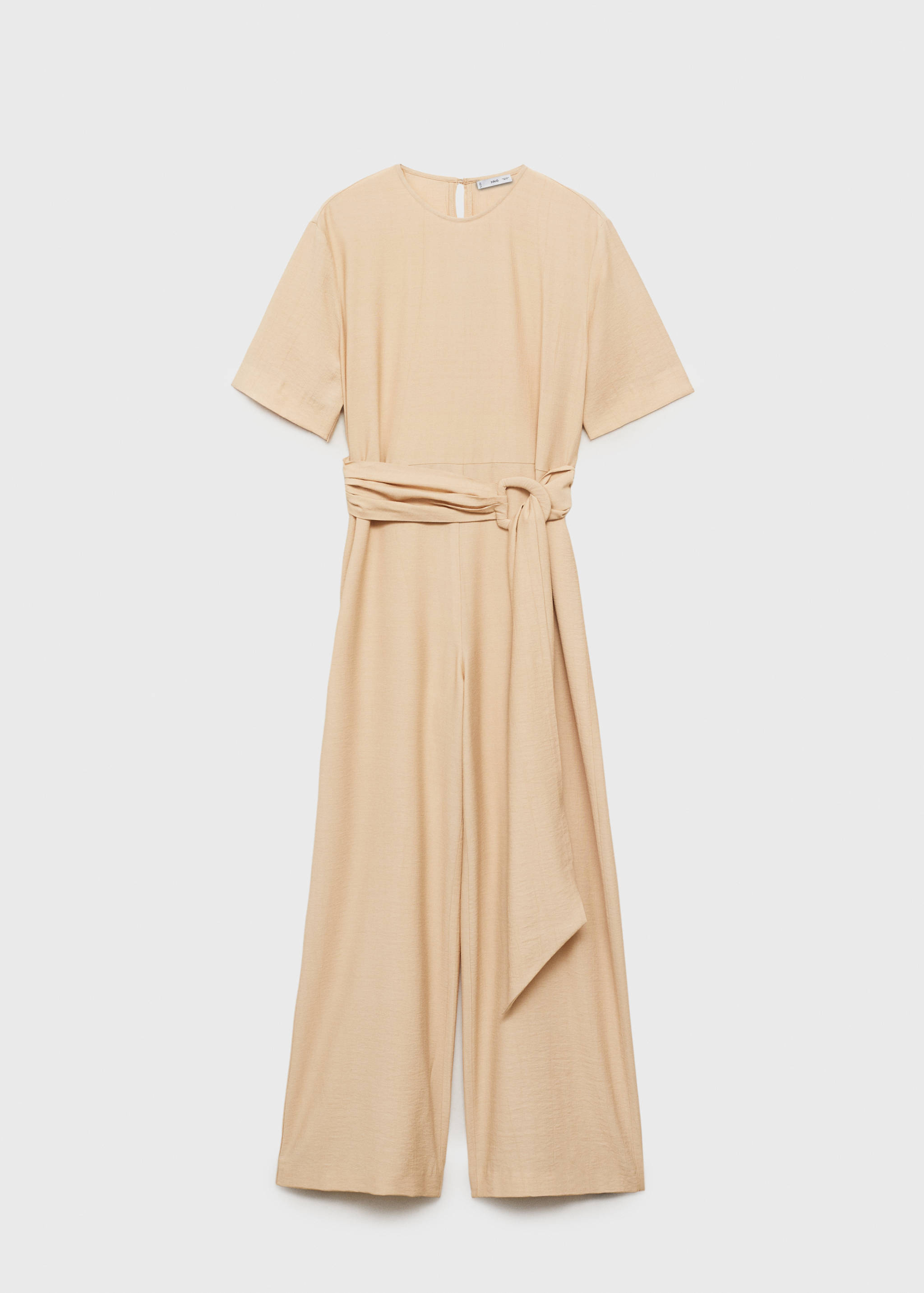 Straight-fit short-sleeved jumpsuit with belt - Article without model